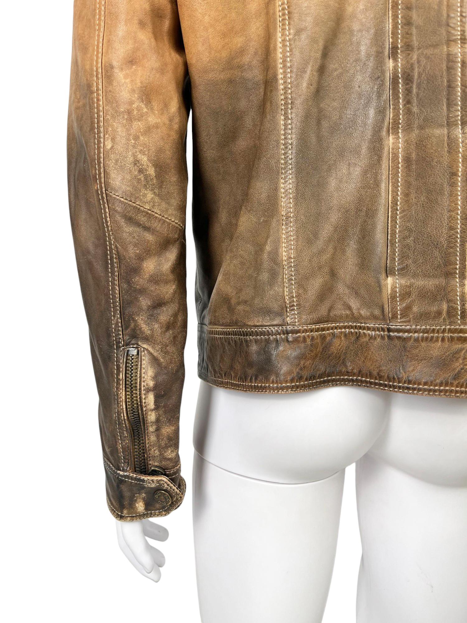 D&G by Dolce&Gabbana S/S 2010 Chaqueta de piel sucia desteñida en venta 3