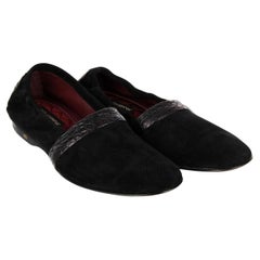 D&G Caiman Leather Shoes Loafer Moccasins MARSALA Black 44 UK 10 US 11