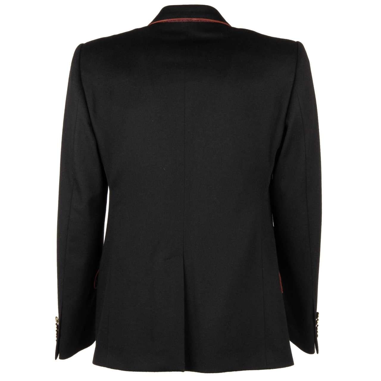 D&G Cashmere Jacket Vest Ensemble SICILIA with Embroidered Logo Crown Black 48 In Excellent Condition For Sale In Erkrath, DE
