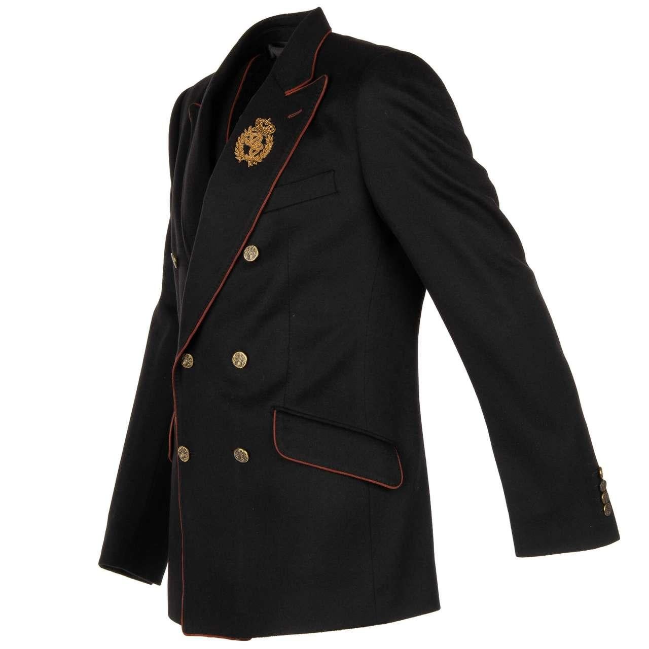 Men's D&G Cashmere Jacket Vest Ensemble SICILIA with Embroidered Logo Crown Black 48 For Sale