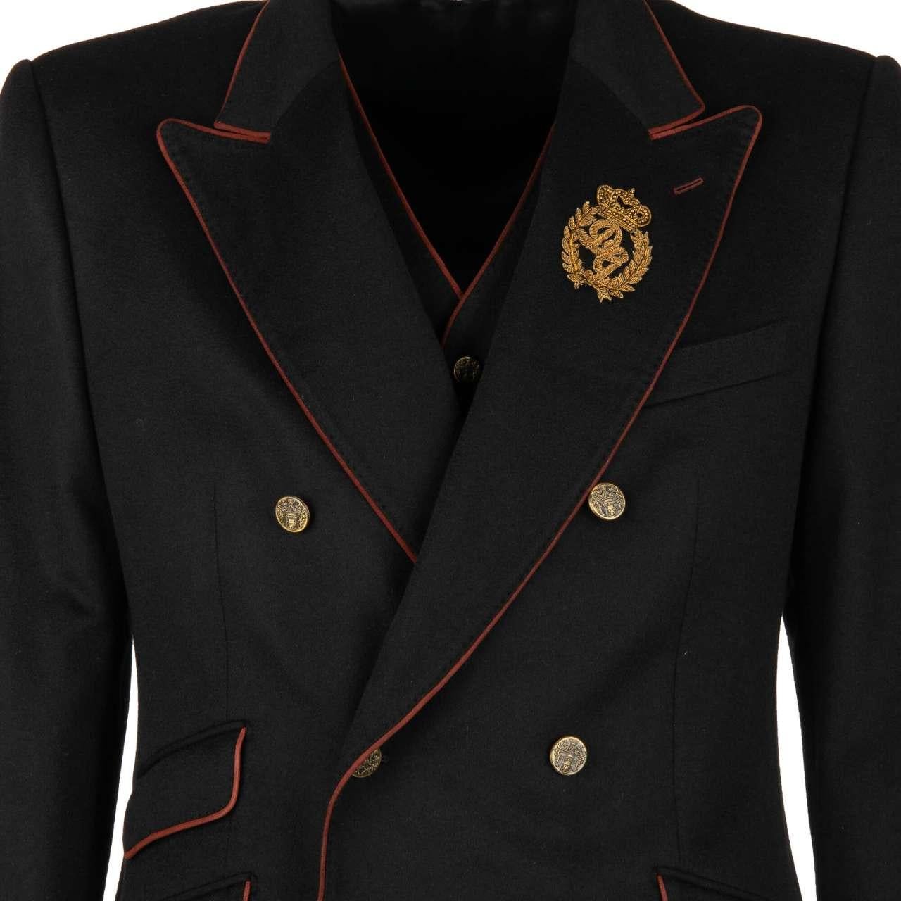 D&G Cashmere Jacket Vest Ensemble SICILIA with Embroidered Logo Crown Black 48 For Sale 1