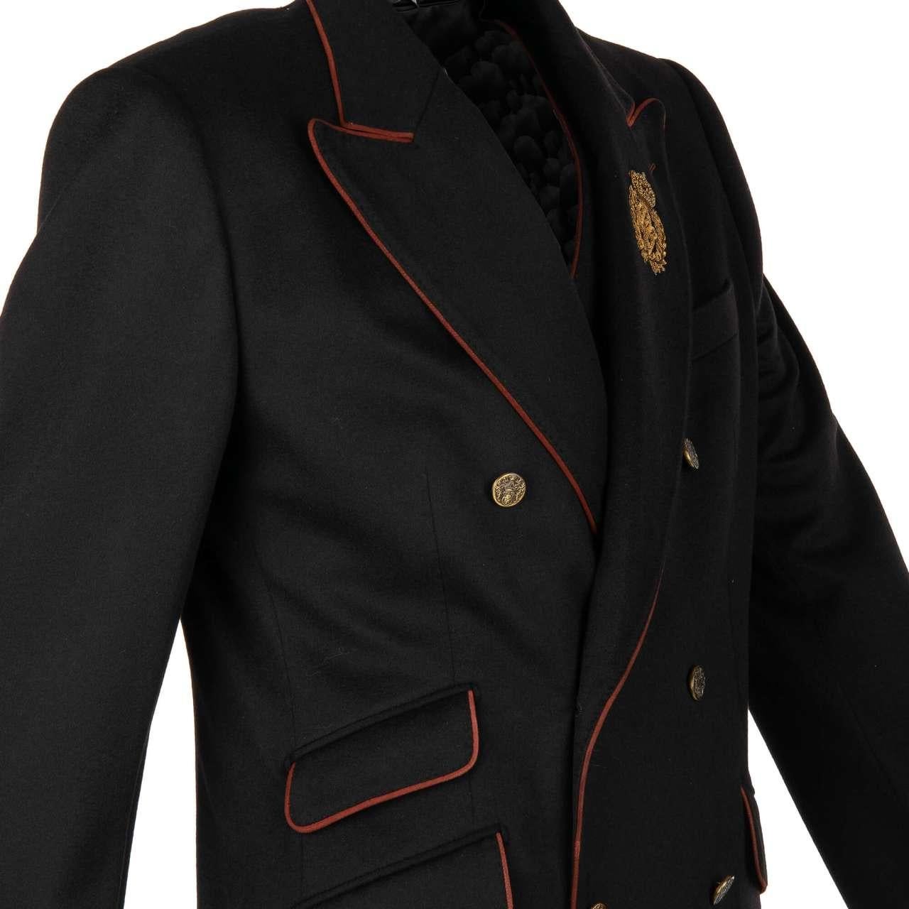 D&G Cashmere Jacket Vest Ensemble SICILIA with Embroidered Logo Crown Black 48 For Sale 3