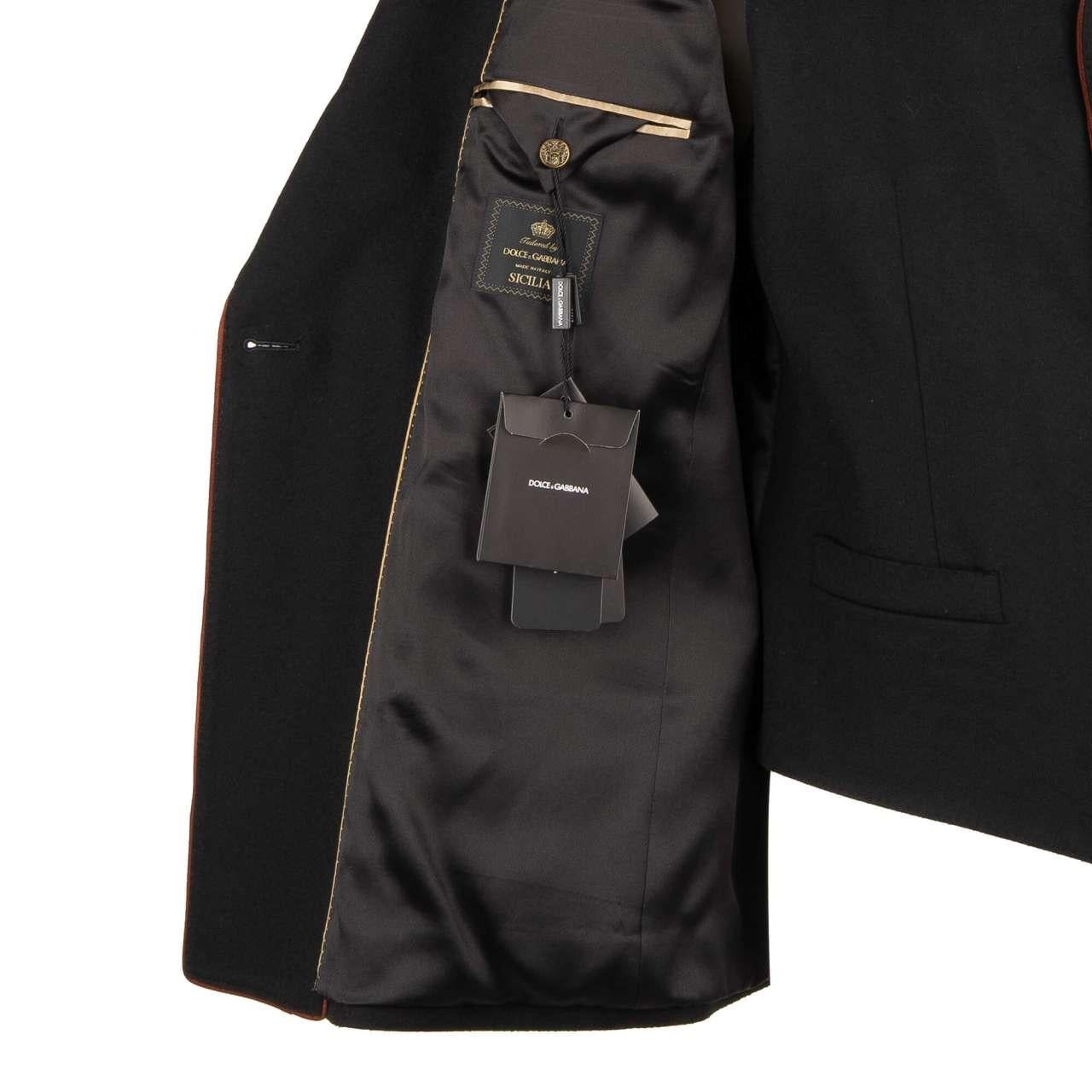 D&G Cashmere Jacket Vest Ensemble SICILIA with Embroidered Logo Crown Black 48 For Sale 5