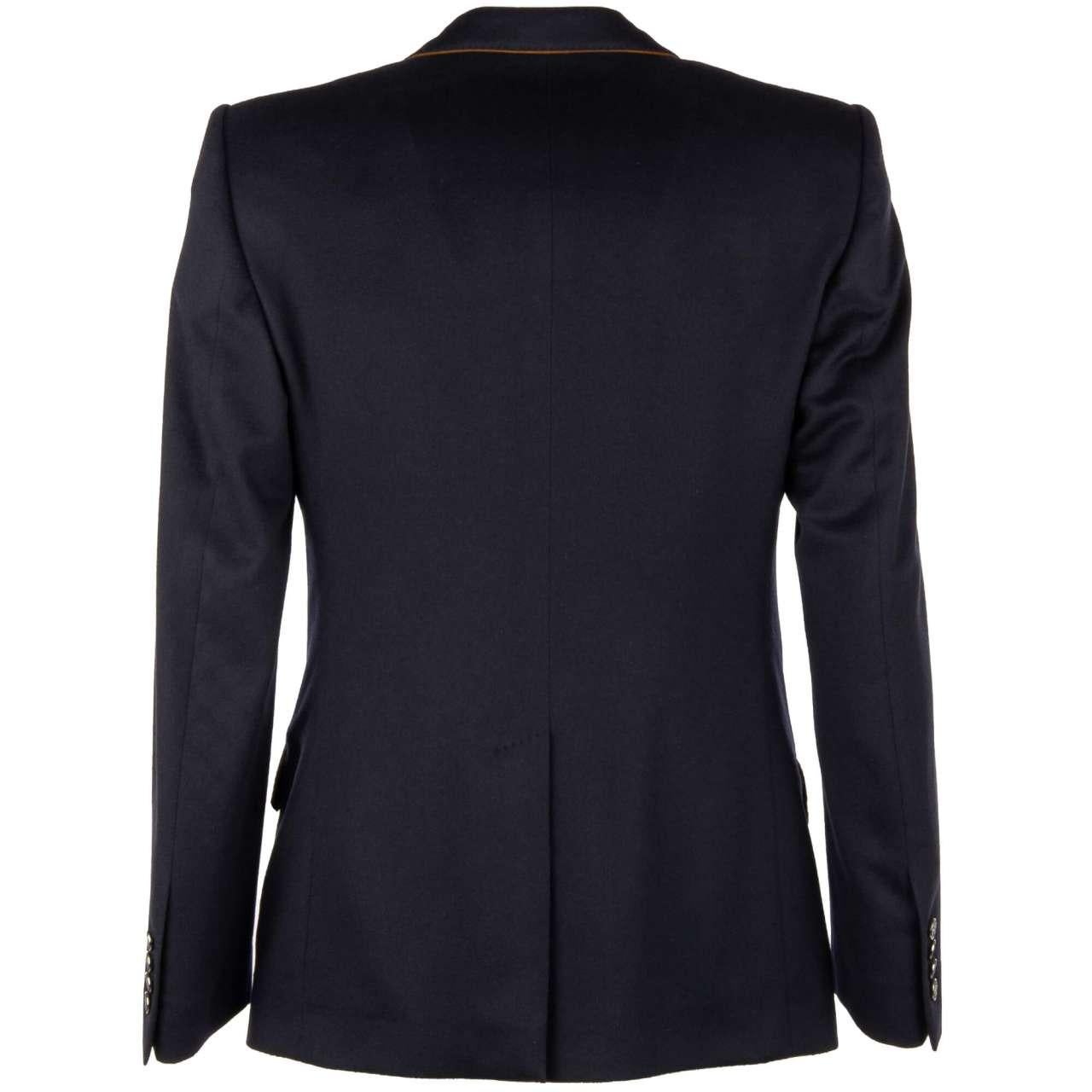 D&G Cashmere Jacket Vest Ensemble SICILIA with Embroidered Logo Crown Blue 46 In Excellent Condition For Sale In Erkrath, DE
