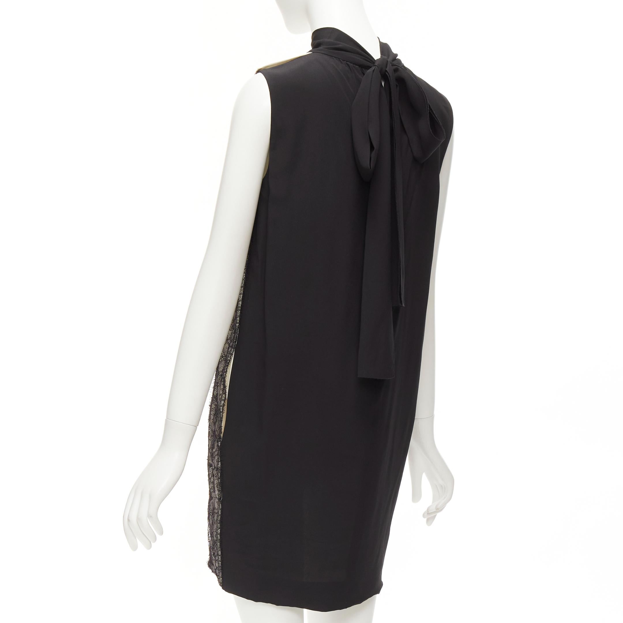 D&G cream black lace side trim tie neck back high neck boxy dress IT40 S For Sale 1