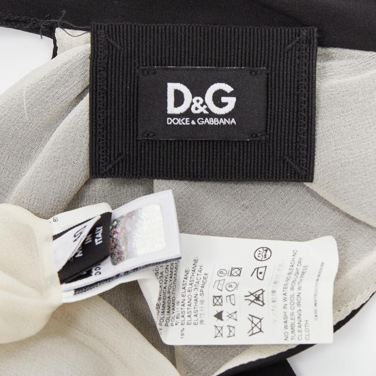 D&G cream black lace side trim tie neck back high neck boxy dress IT40 S For Sale 4