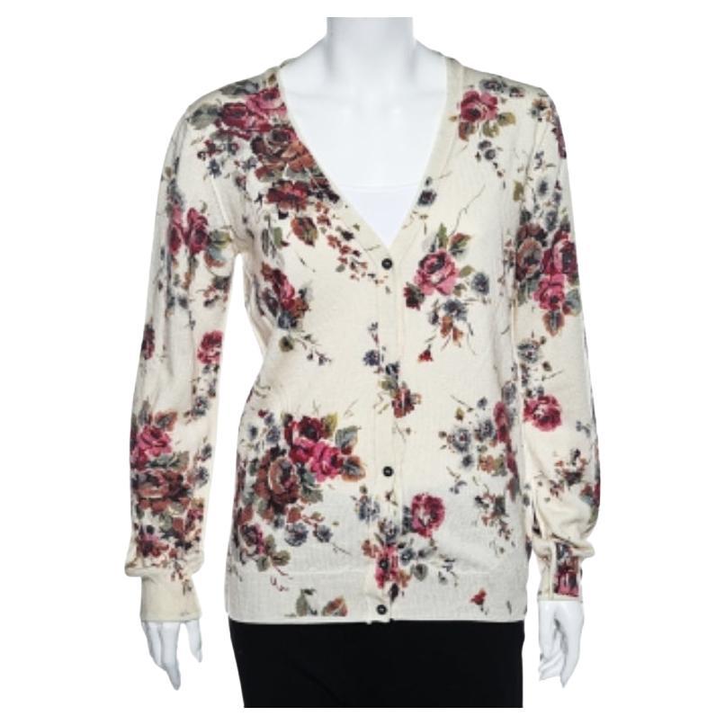 D&G Cárdigan de lana con estampado floral y botones en color crema L