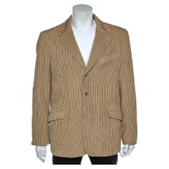 D&G Creme gestreifter Blazer aus Kord mit Knopfleiste XXL