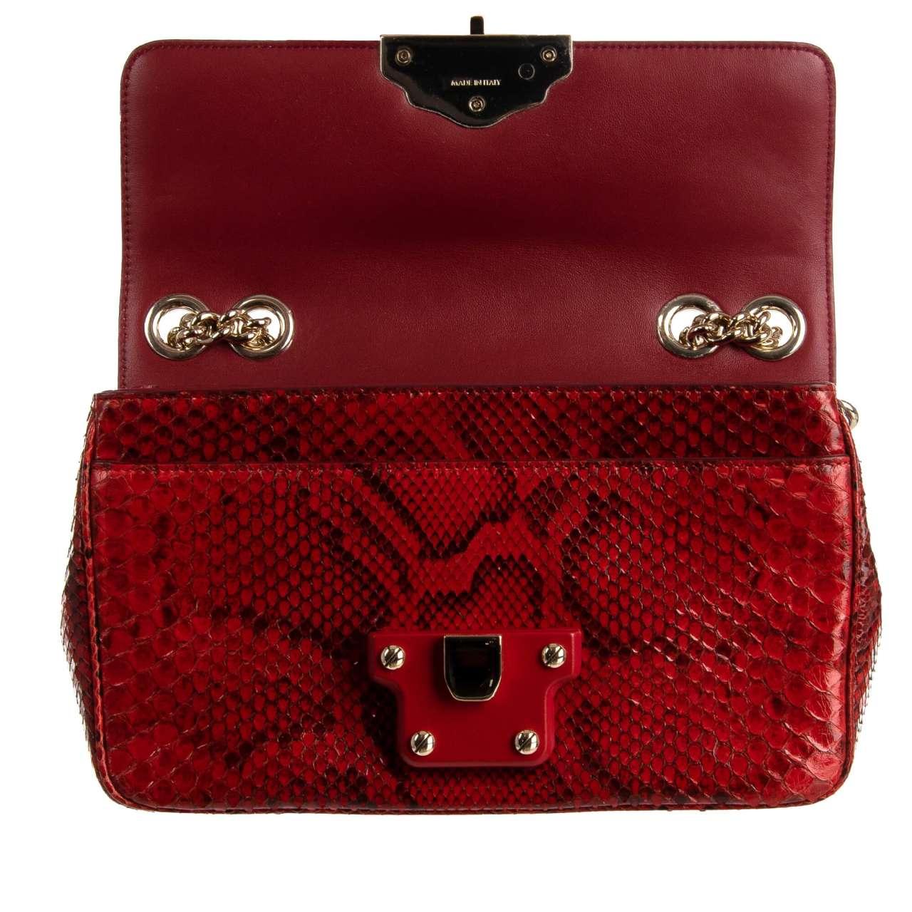 D&G Croco Snake Leather Shoulder Bag LUCIA with Chain Strap Red Purple For Sale 2