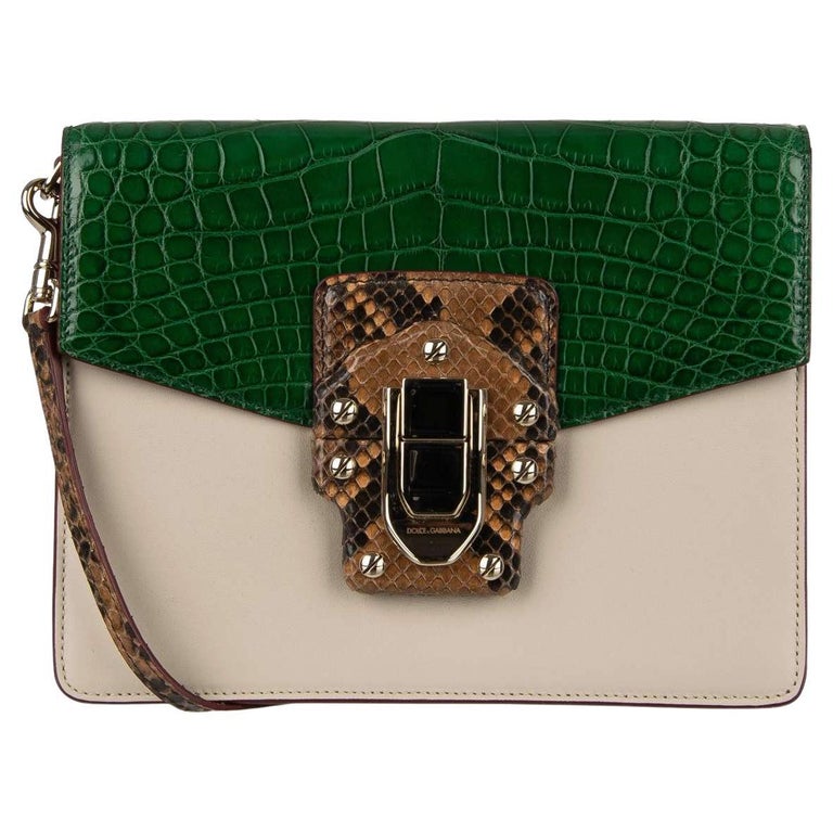 CHRISTIAN LOUBOUTIN Paloma iridescent snakeskin green patent crossbody  satchel at 1stDibs