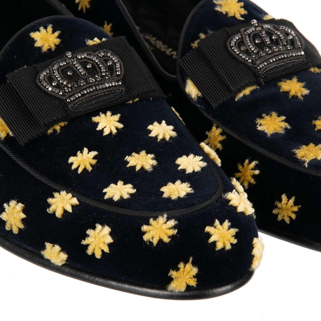 Men's D&G Crown Embroidered Ribbon Stars Velvet Loafer NEW LUKAS Black EUR 41 For Sale