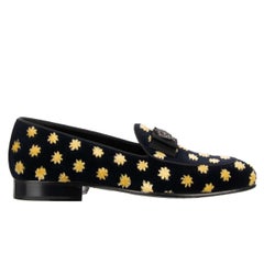 D&G Crown Embroidered Ribbon Stars Velvet Loafer NEW LUKAS Black EUR 41.5