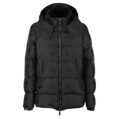 D&G Crowns Textured Hooded Down Jacket with Knit Details Black 50 M-L