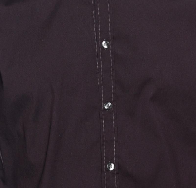 D&G Chemise Brad bourgogne foncée en coton à boutons sur le devant M en vente 1