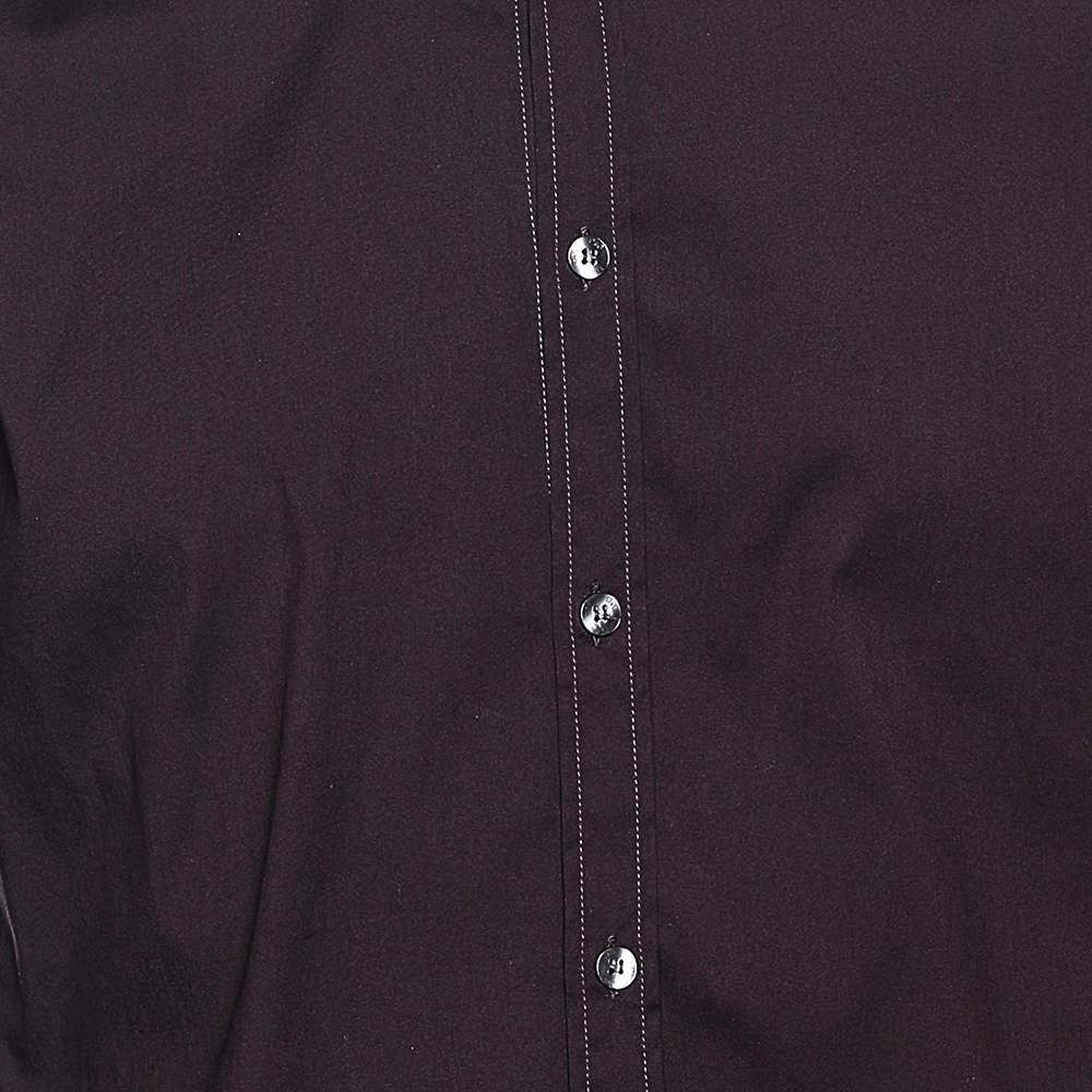D&G Dunkel Burgunderfarbenes Baumwollhemd mit Knopfleiste und Brad Shirt M im Angebot 2