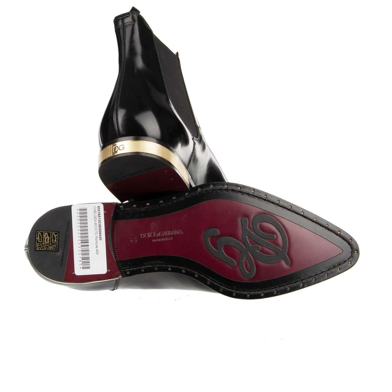 Men's D&G DG Logo Metal Heel Leather Ankle Boots Shoes MILLENIALS Black EUR 46 For Sale