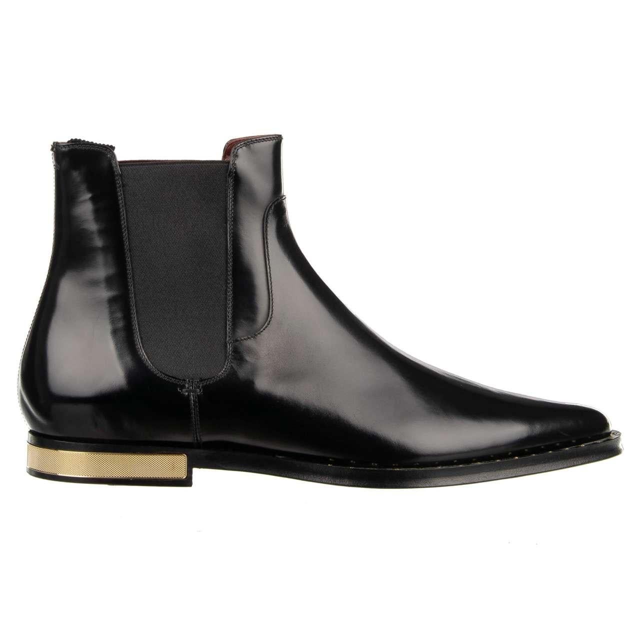 D&G DG Logo Metal Heel Leather Ankle Boots Shoes MILLENIALS Black EUR 46 For Sale 1