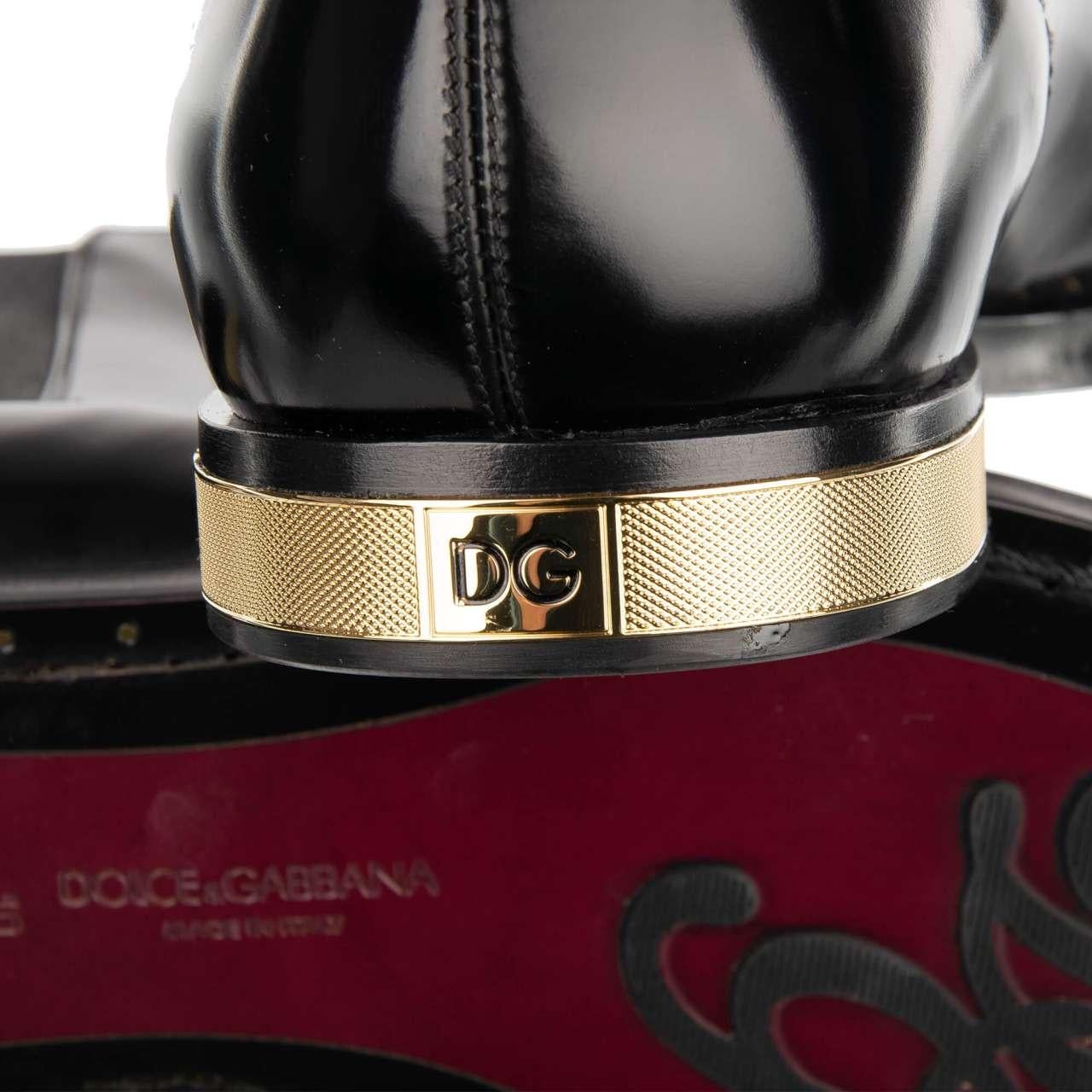D&G DG Logo Metal Heel Leather Ankle Boots Shoes MILLENIALS Black EUR 46 For Sale 2