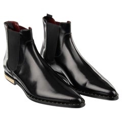 D&G DG Logo Metal Heel Leather Ankle Boots Shoes MILLENIALS Black EUR 46