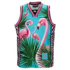 D&G - DJ Khaled Oversize Rank Top with Flamingo Zebra Print Pink Blue 52