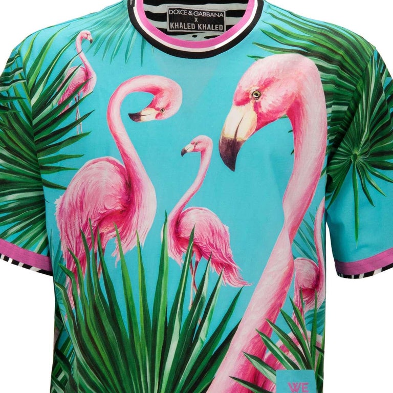 Dolce & Gabbana - DJ Khaled Oversize Tank Top with Flamingo Zebra Print Pink Blue 58