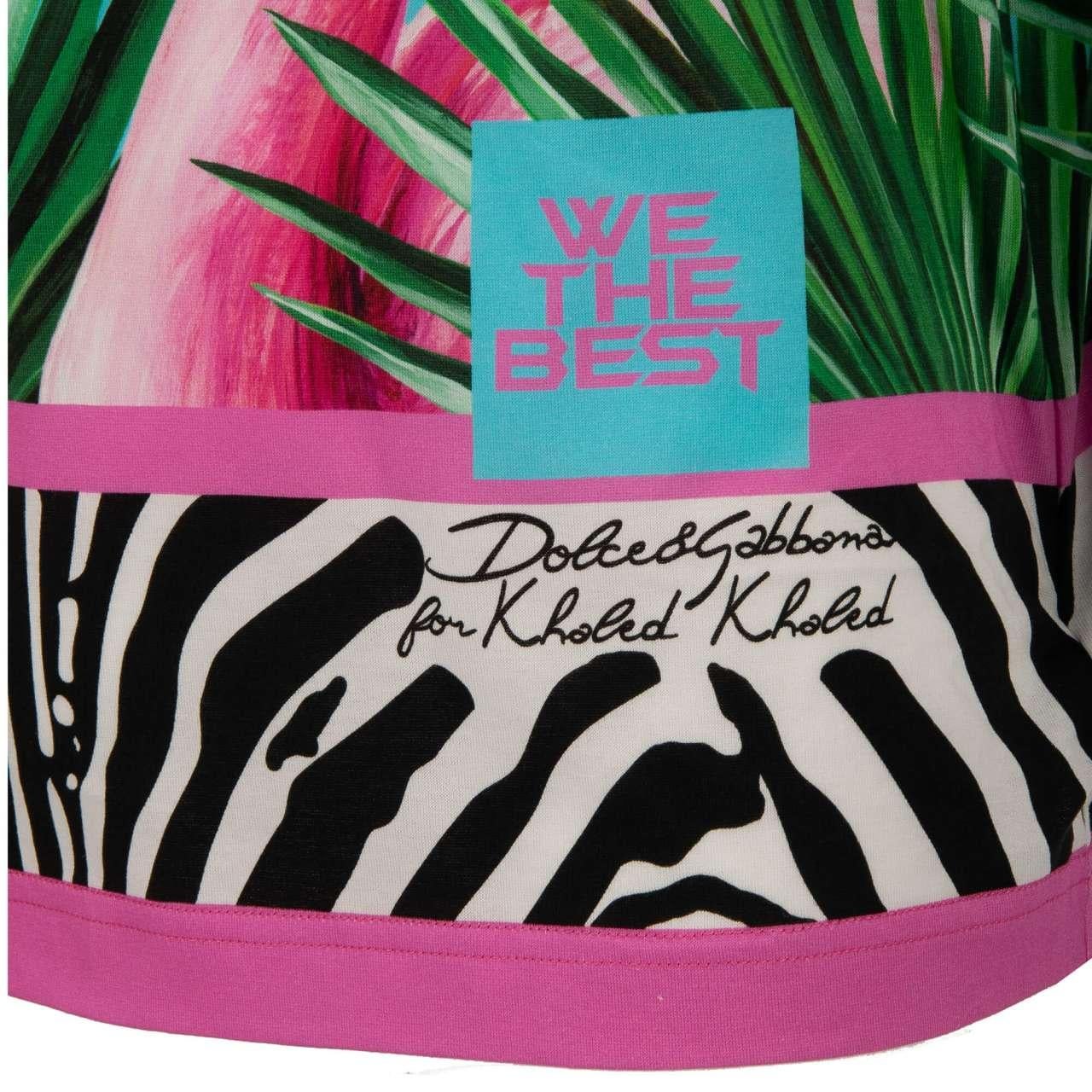 Men's D&G - DJ Khaled Oversize T-Shirt with Flamingo Zebra Print Pink Blue 58 For Sale