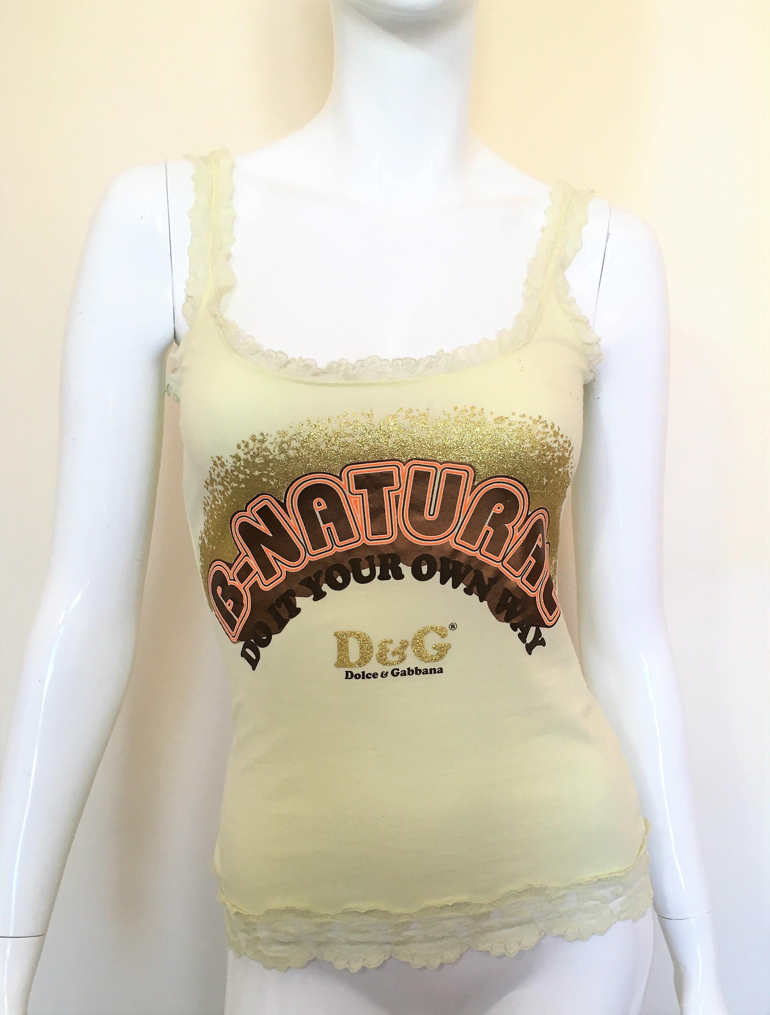 D&G Dolce and Gabbana Be Natural B-Natural Super Nature Bella Hadid Tee Top  In Excellent Condition For Sale In PARIS, FR