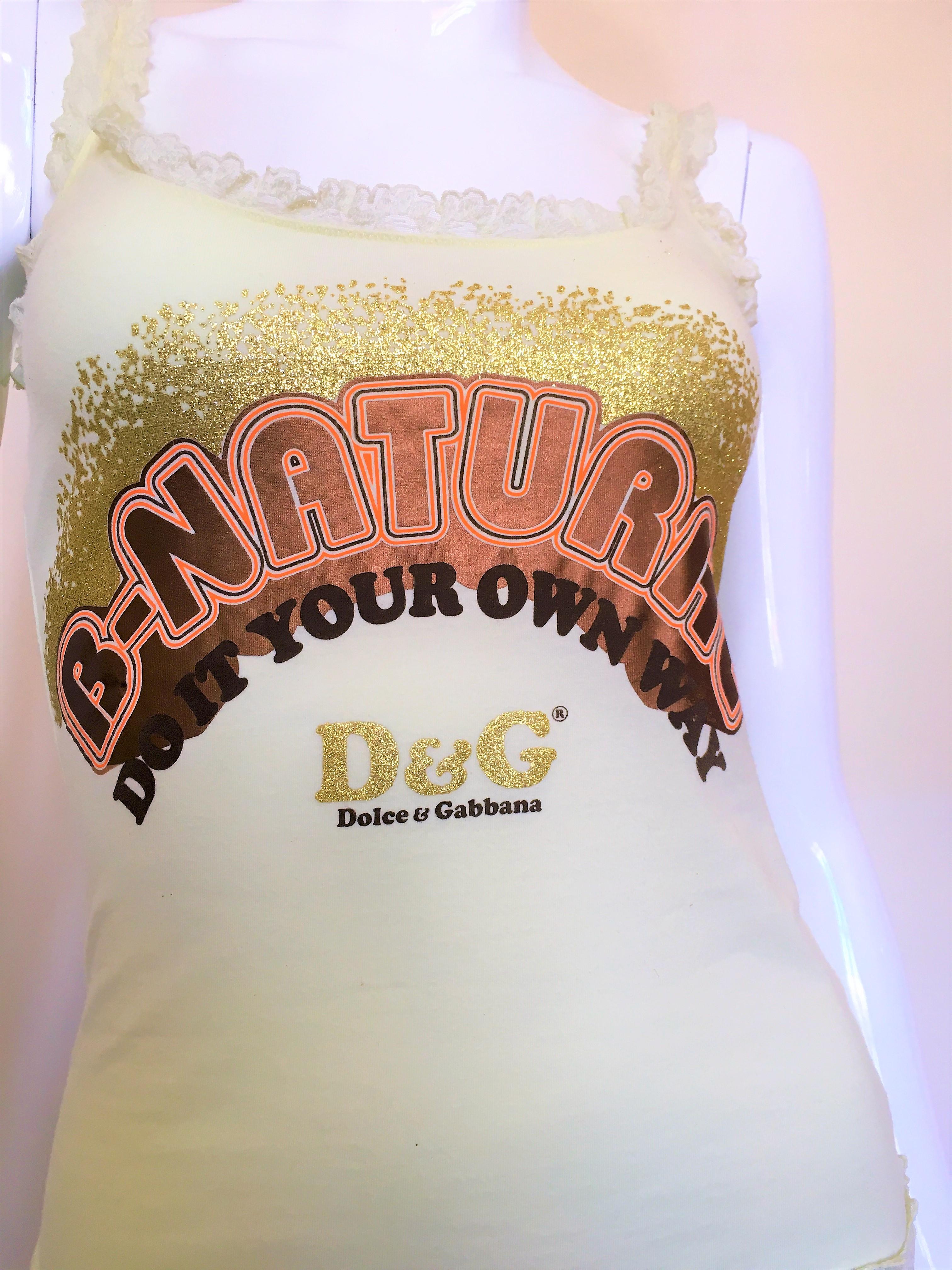 Women's D&G Dolce and Gabbana Be Natural B-Natural Super Nature Bella Hadid Tee Top  For Sale