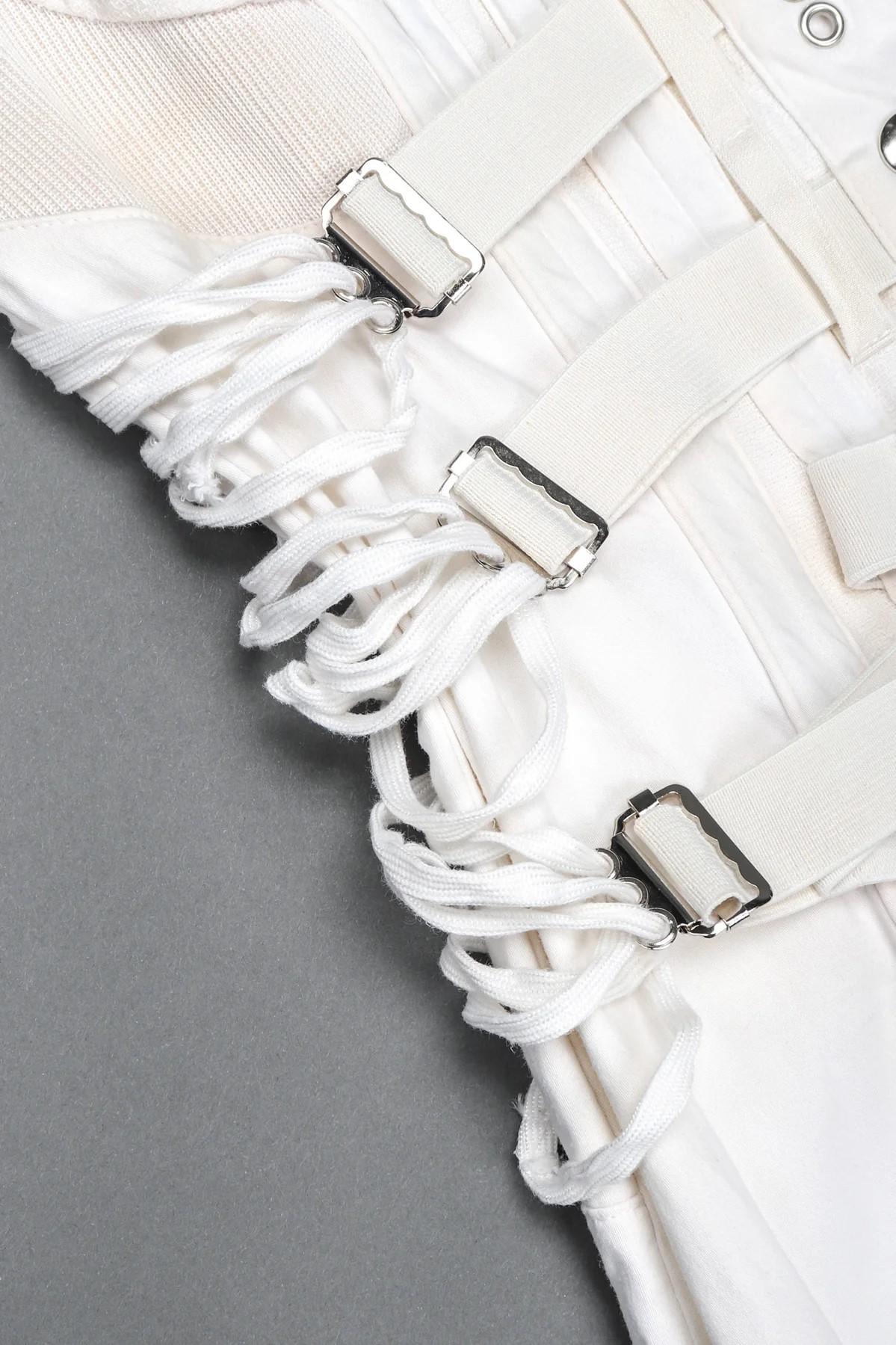 D&G Dolce and Gabbana Bondage Corset Lace Up Bustier Strap Cargo Corset Dress For Sale 7