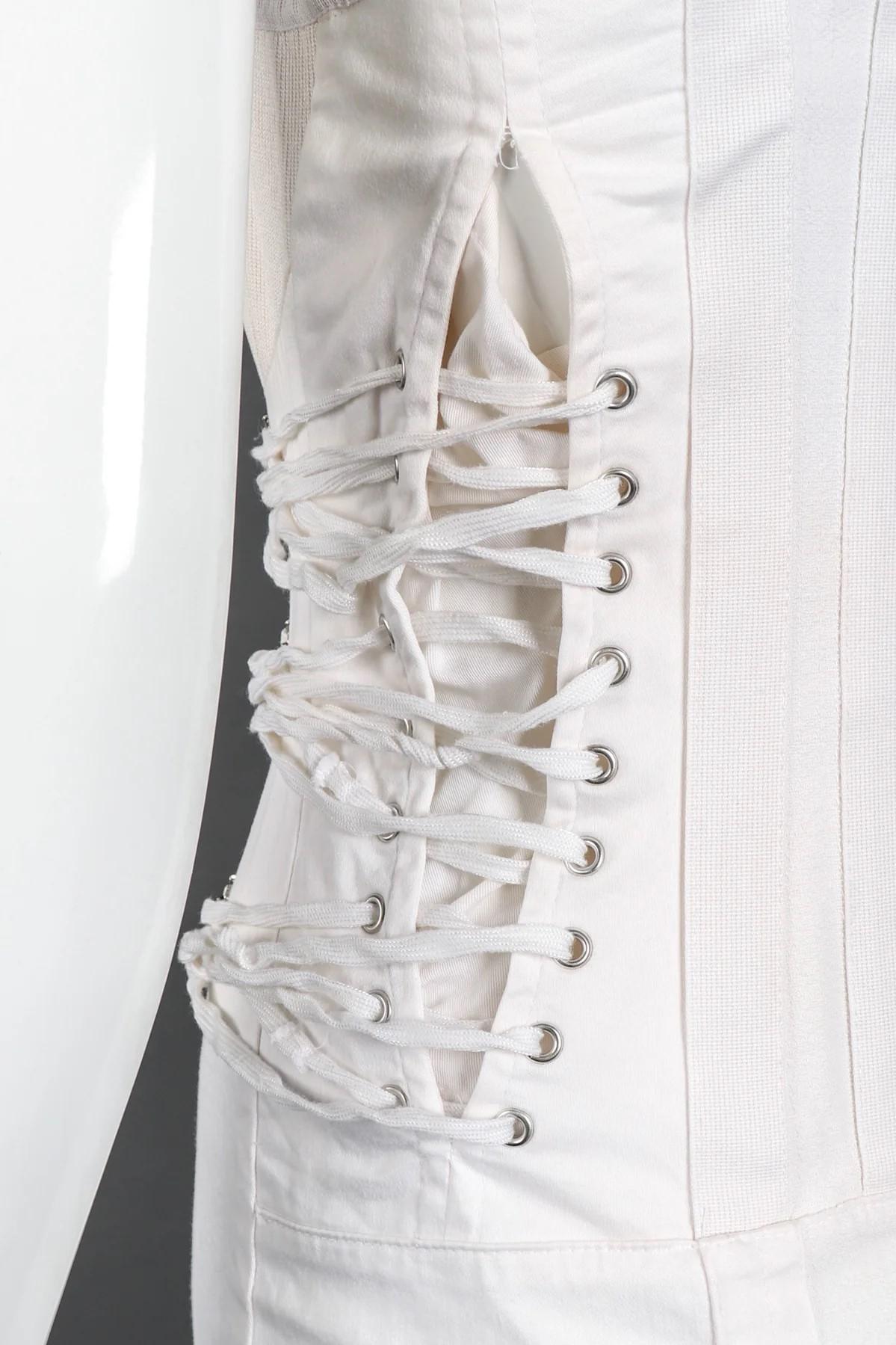 D&G Dolce and Gabbana Bondage Corset Lace Up Bustier Strap Cargo Corset Dress For Sale 8