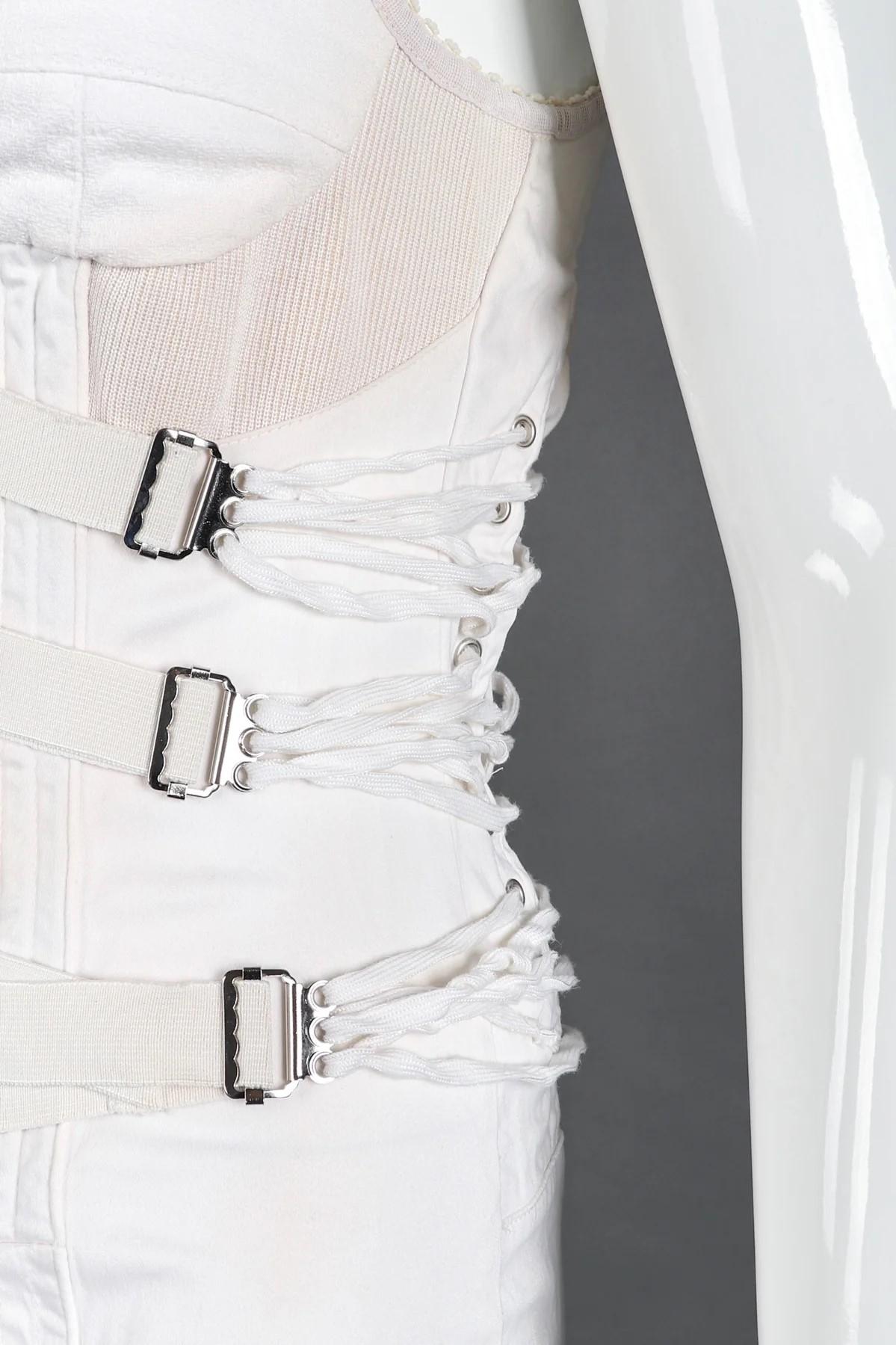 D&G Dolce and Gabbana Bondage Corset Lace Up Bustier Strap Cargo Corset Dress For Sale 4