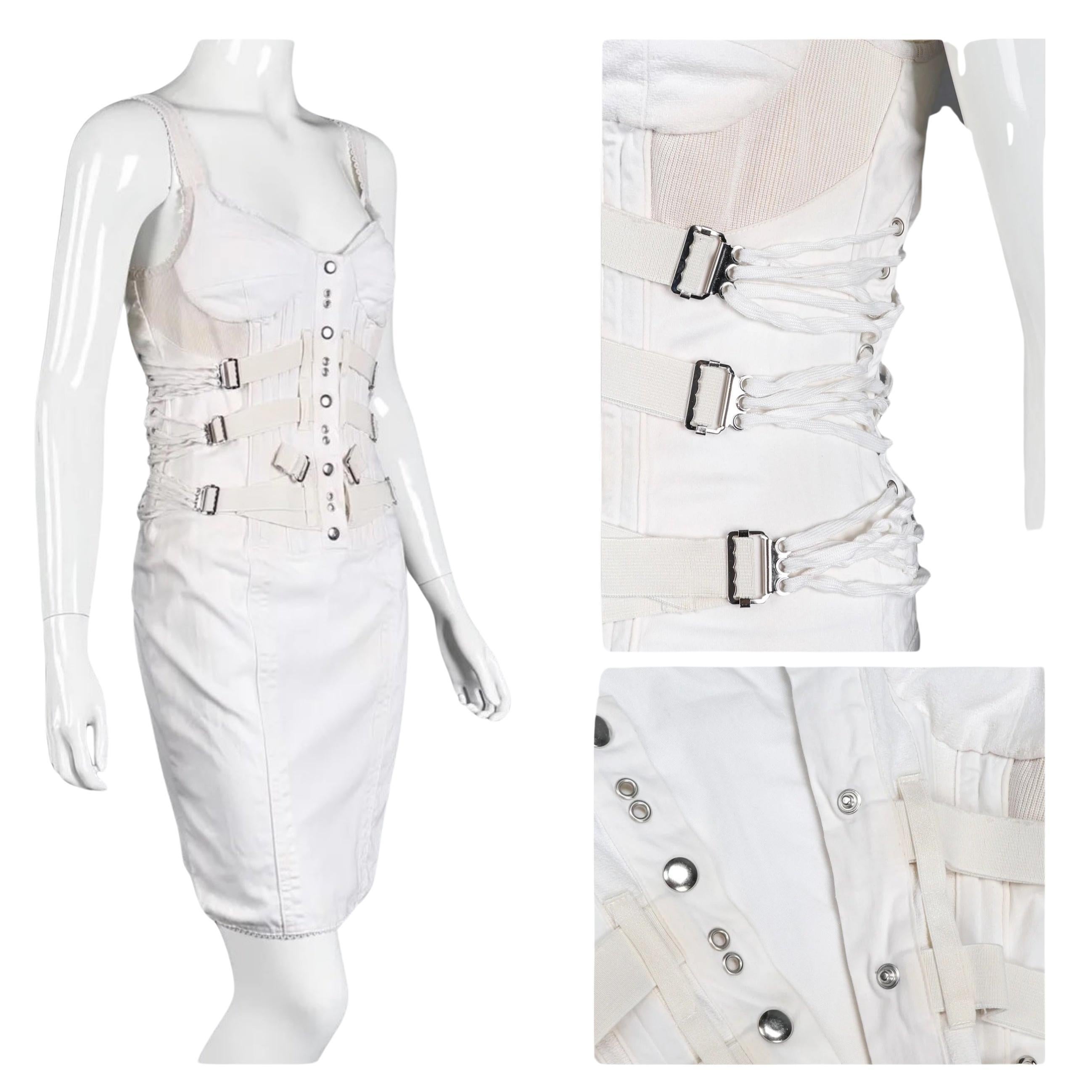 D&G Dolce and Gabbana Bondage Corset Lace Up Bustier Strap Cargo Corset Dress For Sale