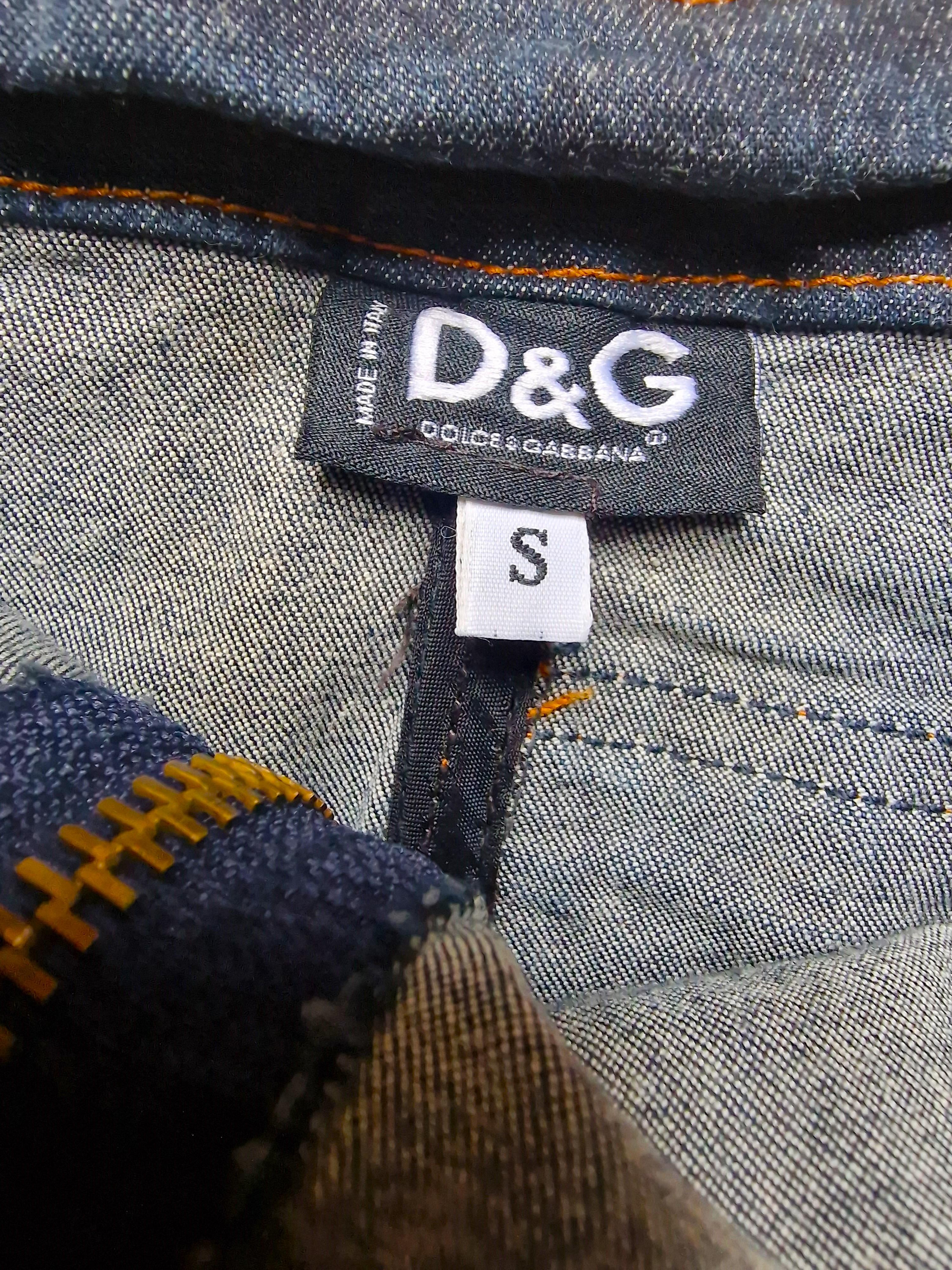 D&G Dolce and Gabbana Denim Bustier Military Vintage Small Cargo Top Corset For Sale 8