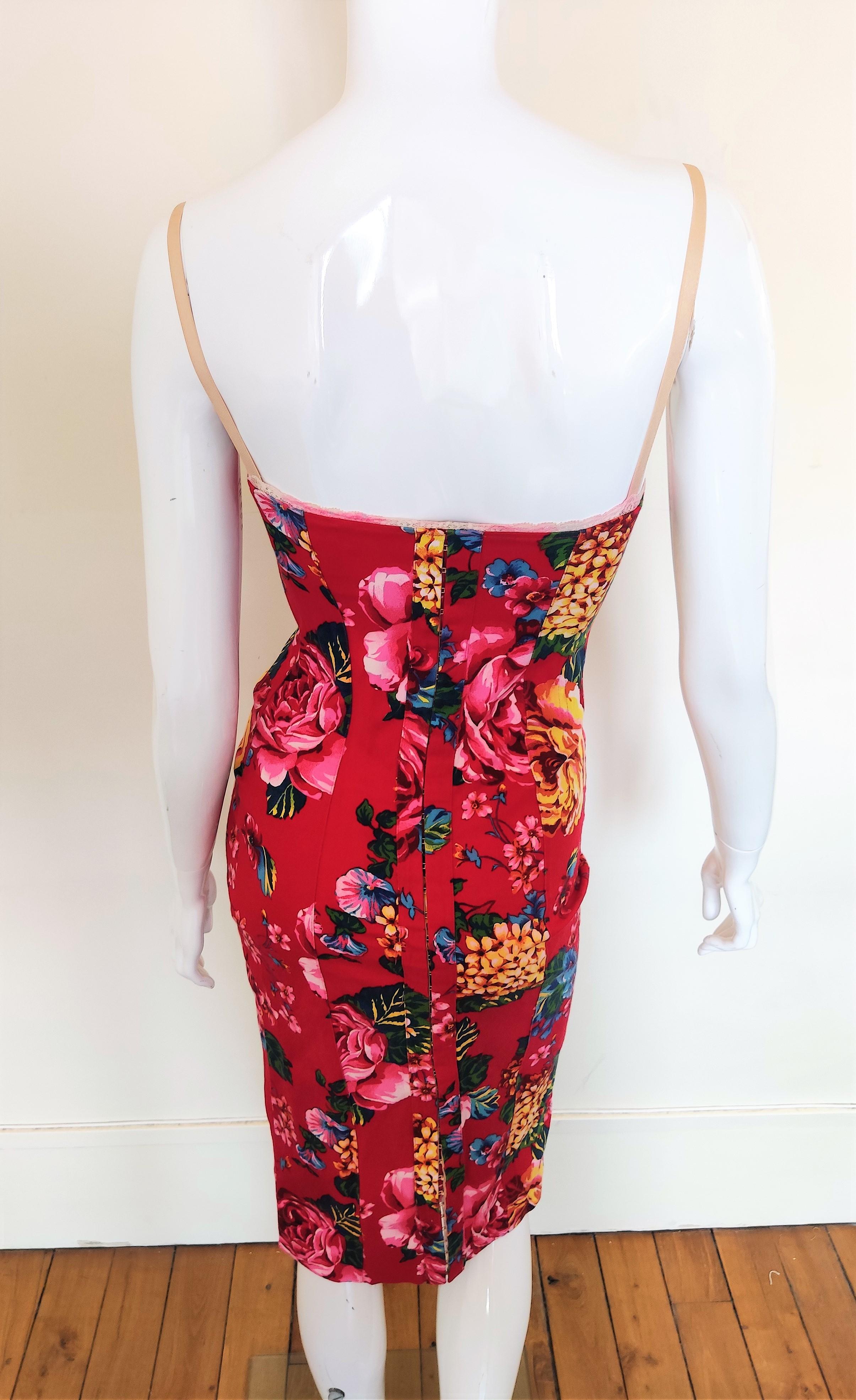 D&G by DOLCE & GABBANA Floral Corset Lace Up Bustier Cocktail Top Corsetto Dress in vendita 6