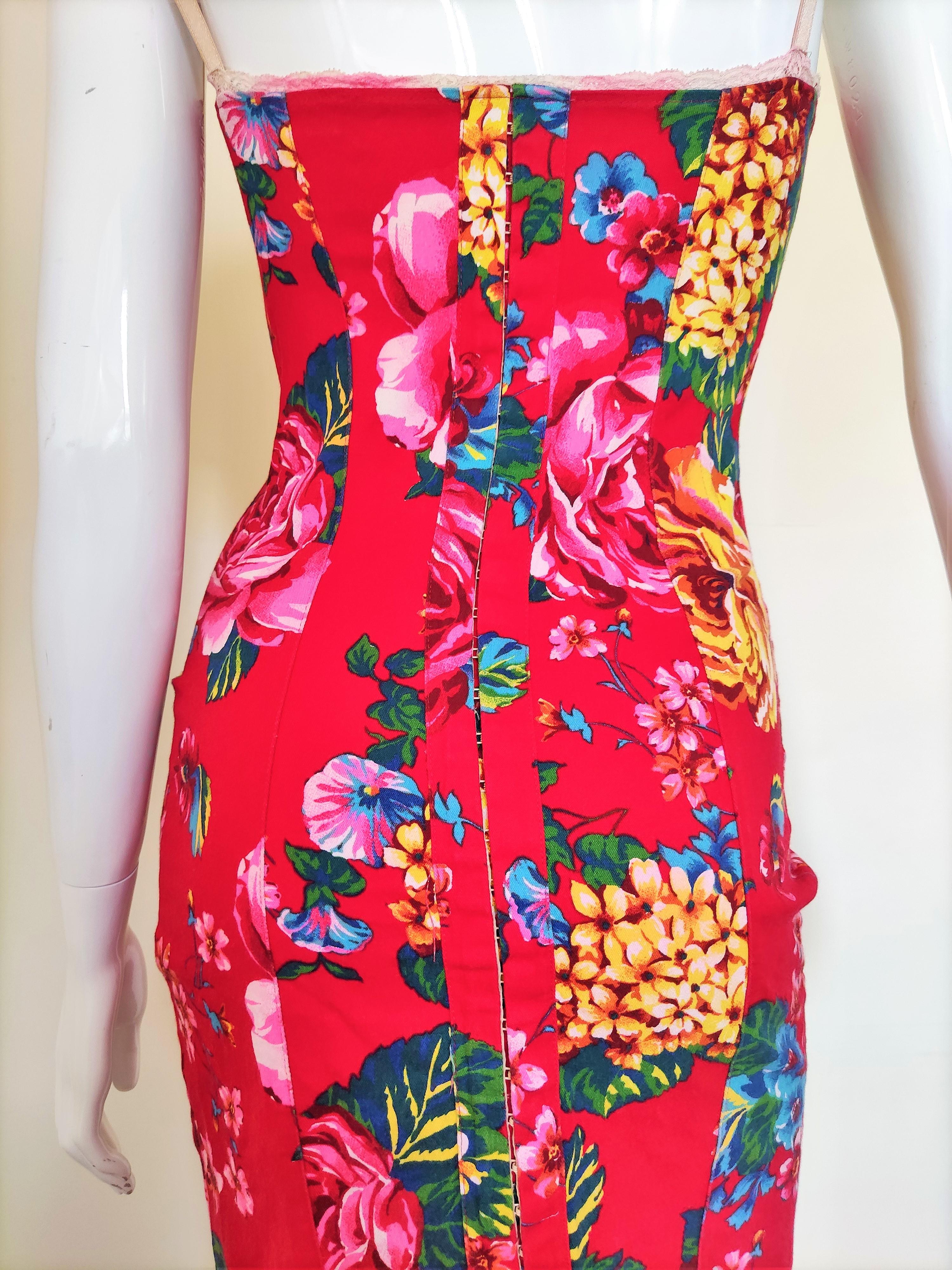 D&G by DOLCE & GABBANA Floral Corset Lace Up Bustier Cocktail Top Corsetto Dress in vendita 7
