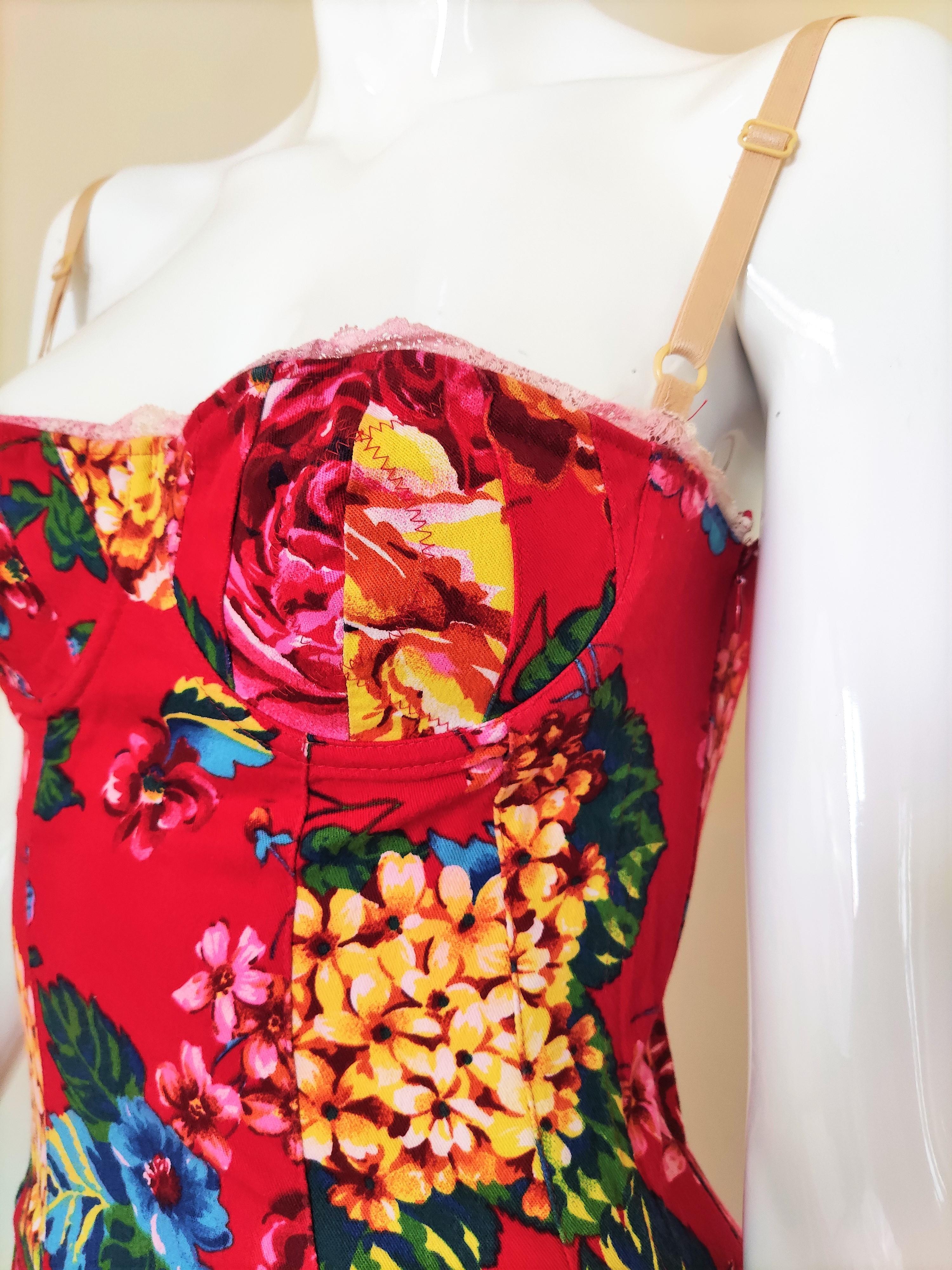 Donna D&G by DOLCE & GABBANA Floral Corset Lace Up Bustier Cocktail Top Corsetto Dress in vendita