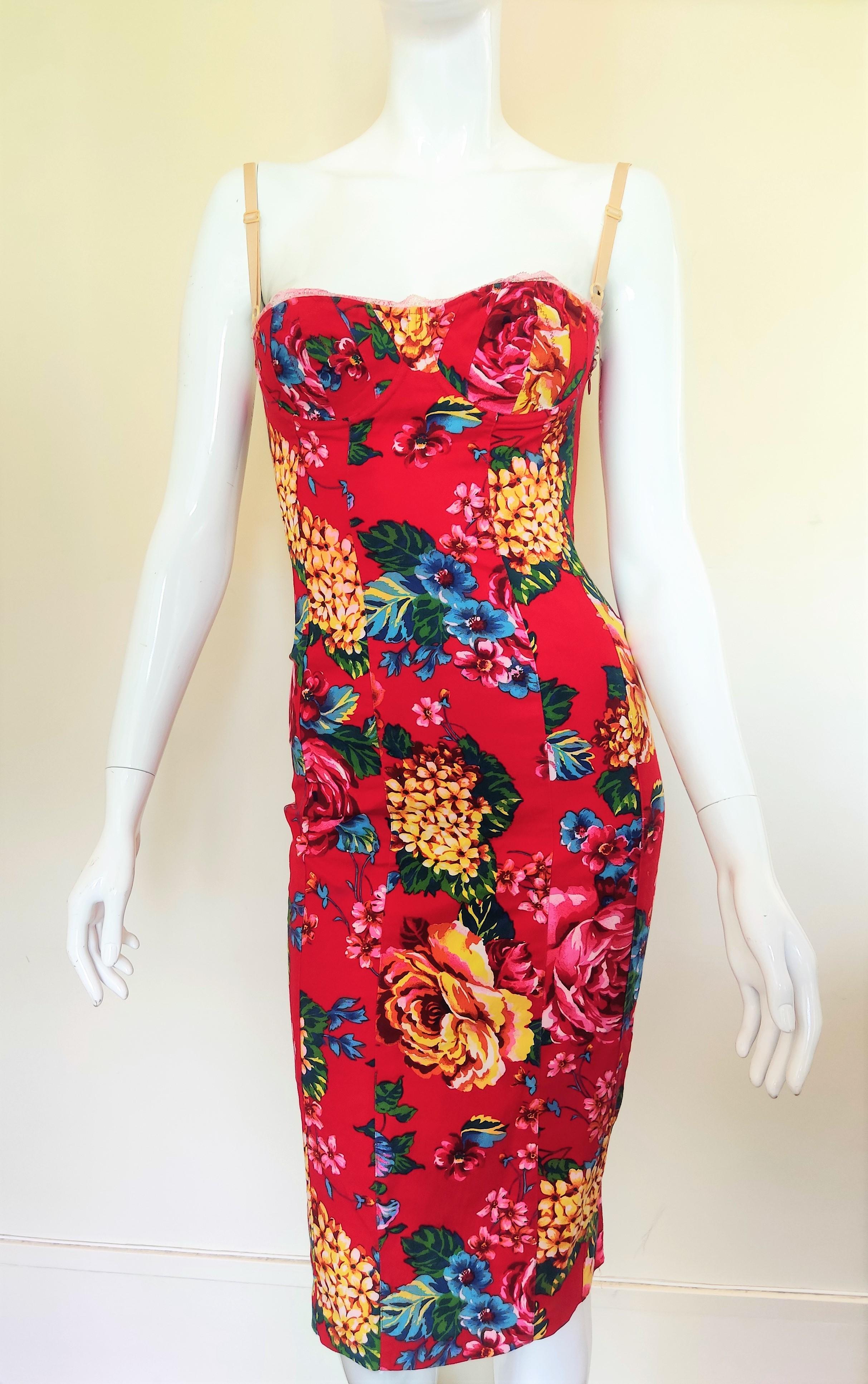 D&G by DOLCE & GABBANA Floral Corset Lace Up Bustier Cocktail Top Corsetto Dress in vendita 1