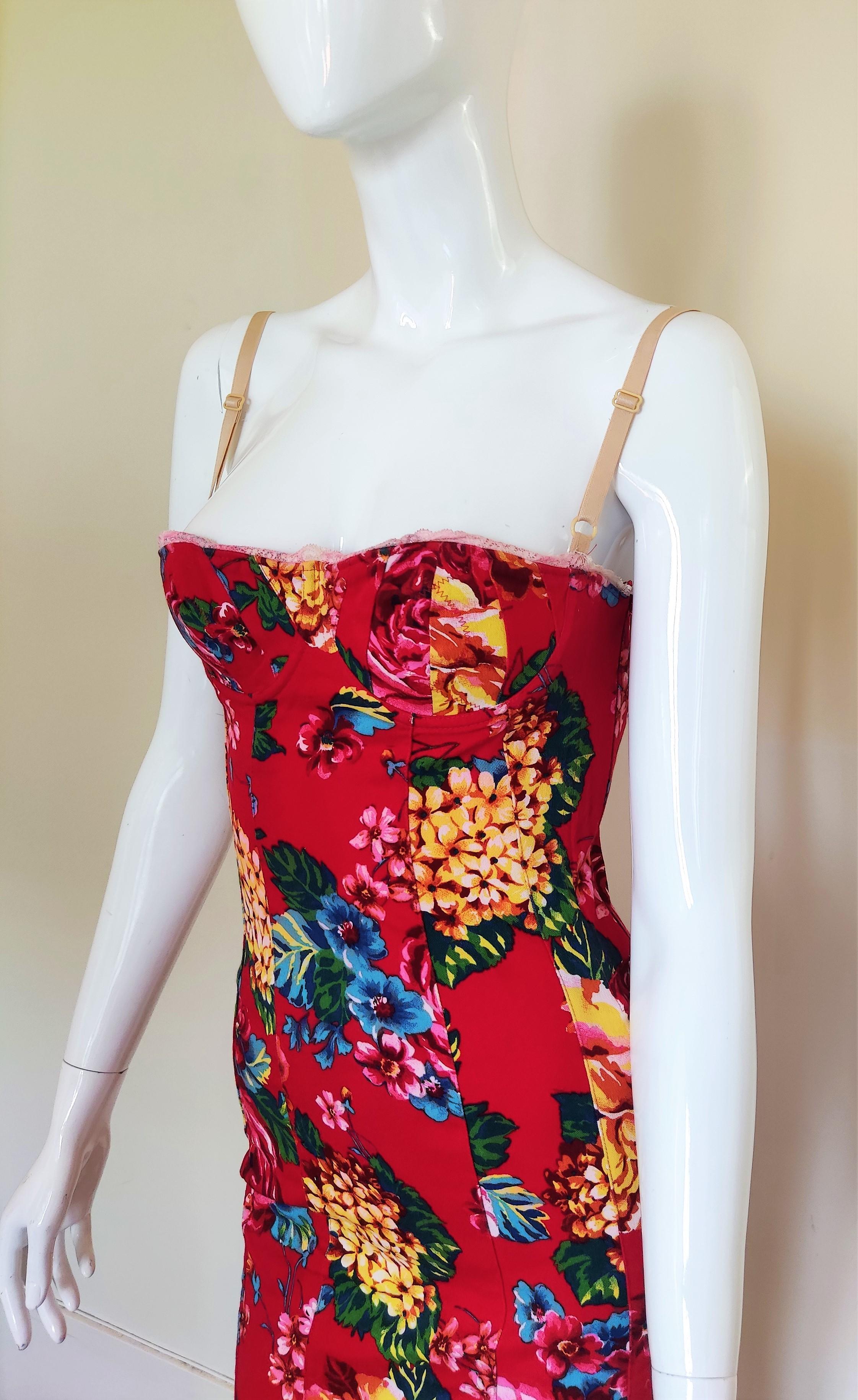 D&G by DOLCE & GABBANA Floral Corset Lace Up Bustier Cocktail Top Corsetto Dress in vendita 2