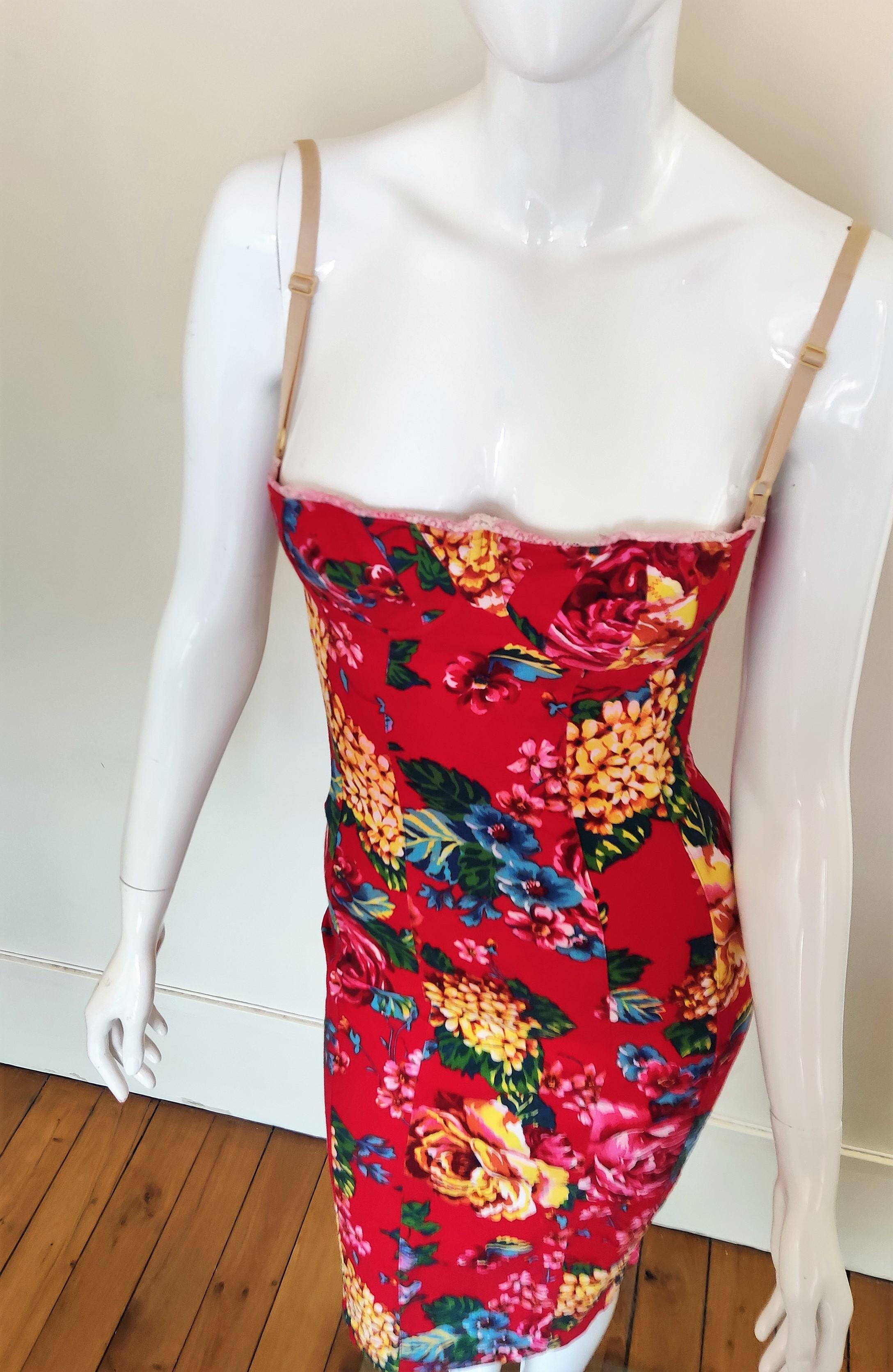 D&G by DOLCE & GABBANA Floral Corset Lace Up Bustier Cocktail Top Corsetto Dress in vendita 3