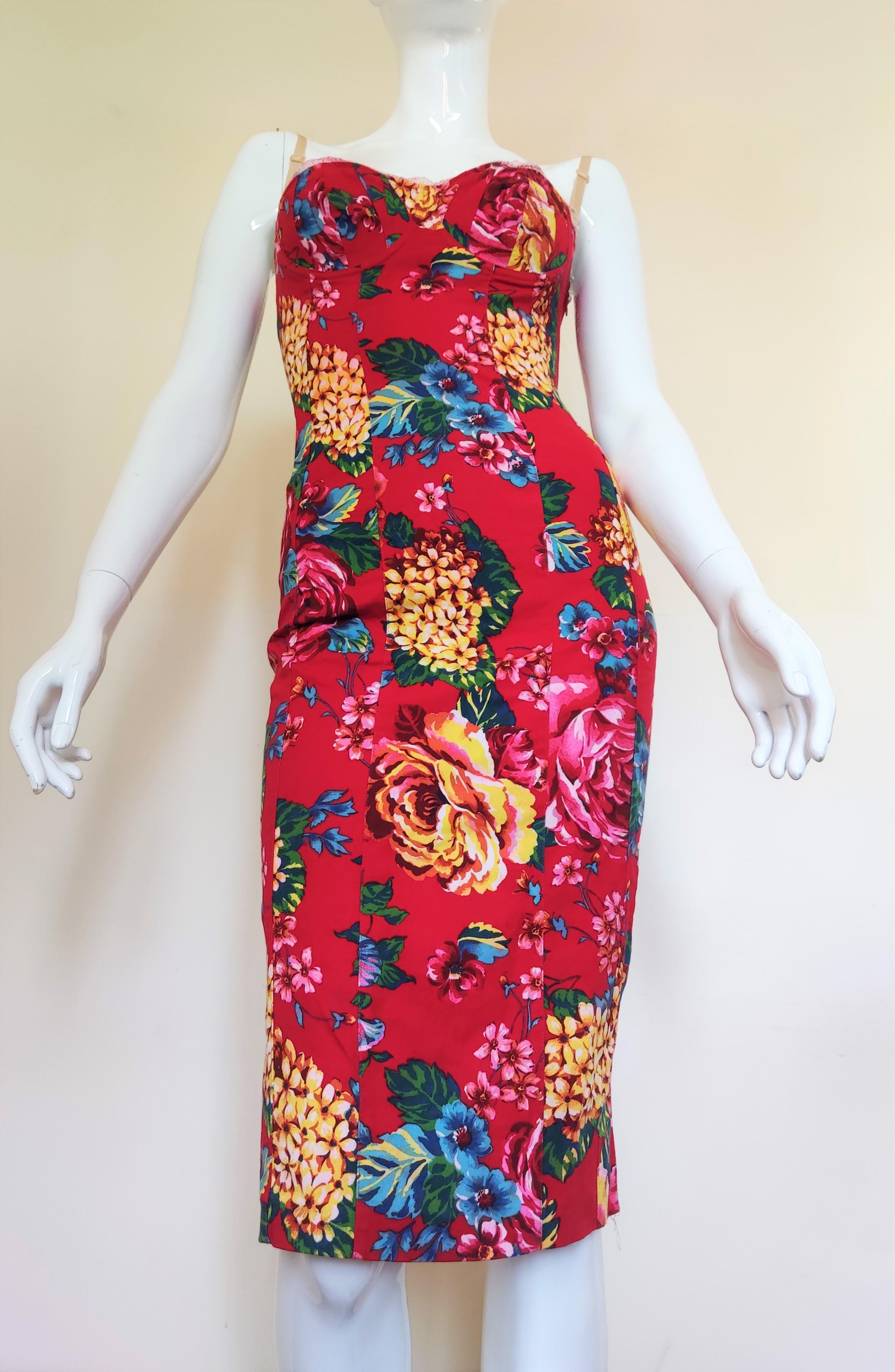D&G by DOLCE & GABBANA Floral Corset Lace Up Bustier Cocktail Top Corsetto Dress in vendita 4