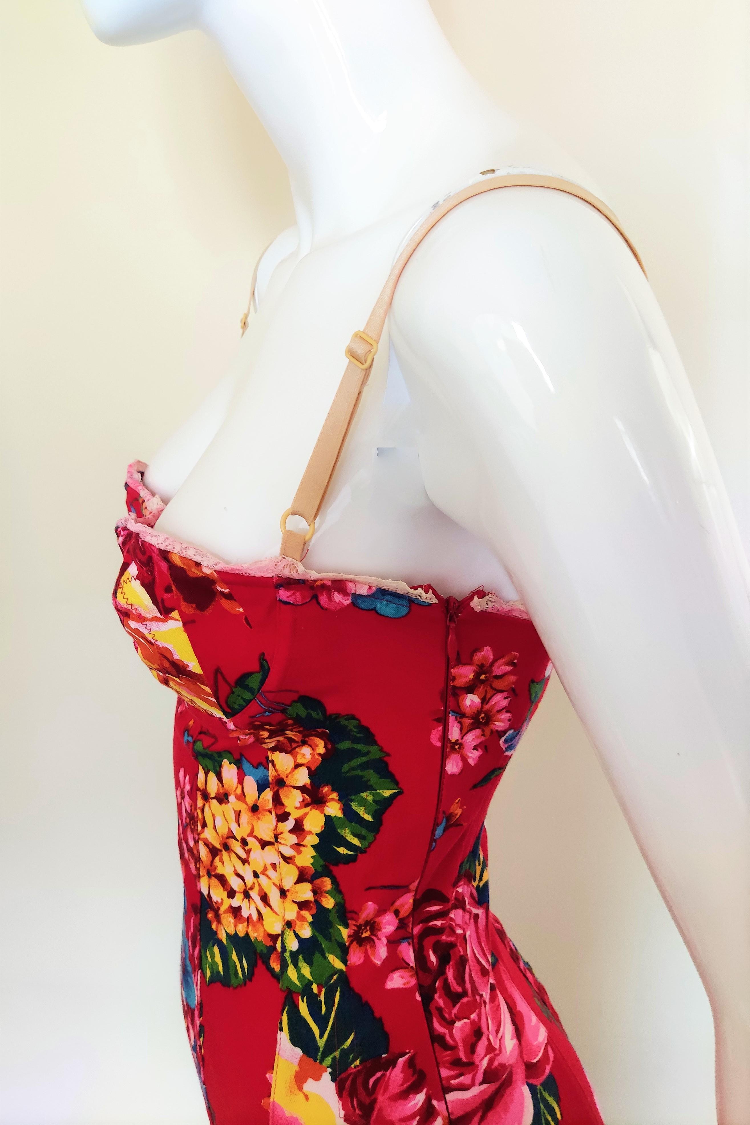 D&G by DOLCE & GABBANA Floral Corset Lace Up Bustier Cocktail Top Corsetto Dress in vendita 5