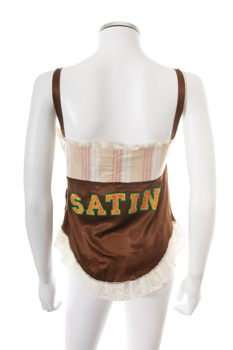 D&G Dolce and Gabbana Horny Magic Satin Vintage Medium Text Top