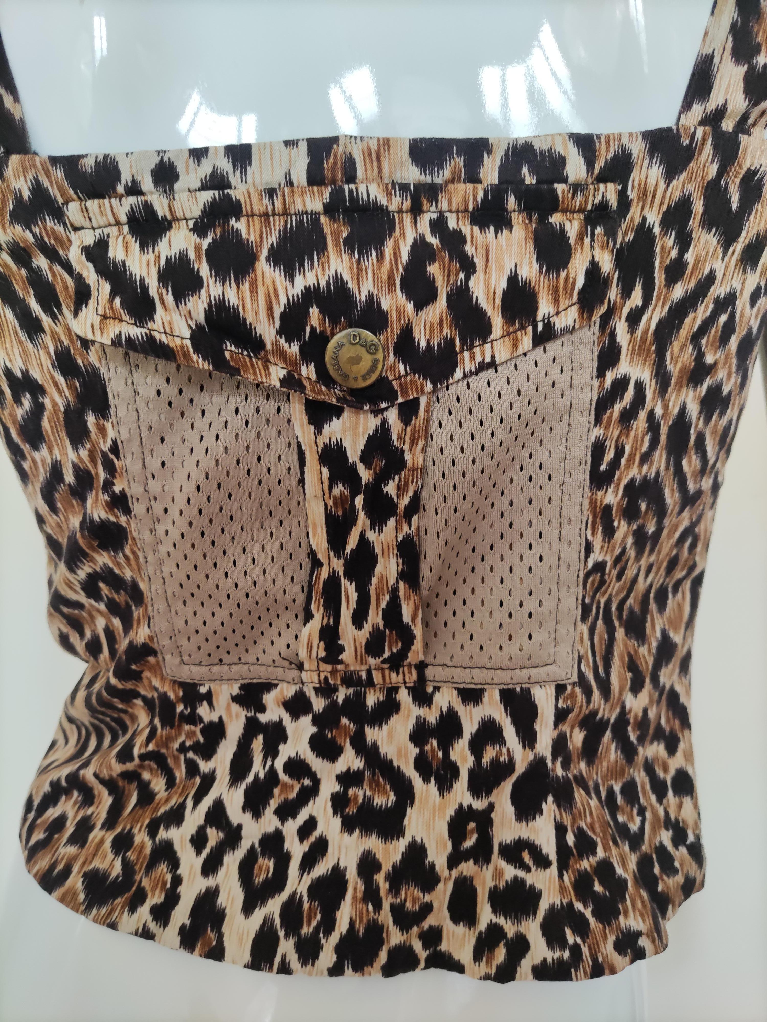 D&G Dolce and Gabbana Leopard Animal Tiger Bustier Vintage Cargo Top Corset For Sale 5