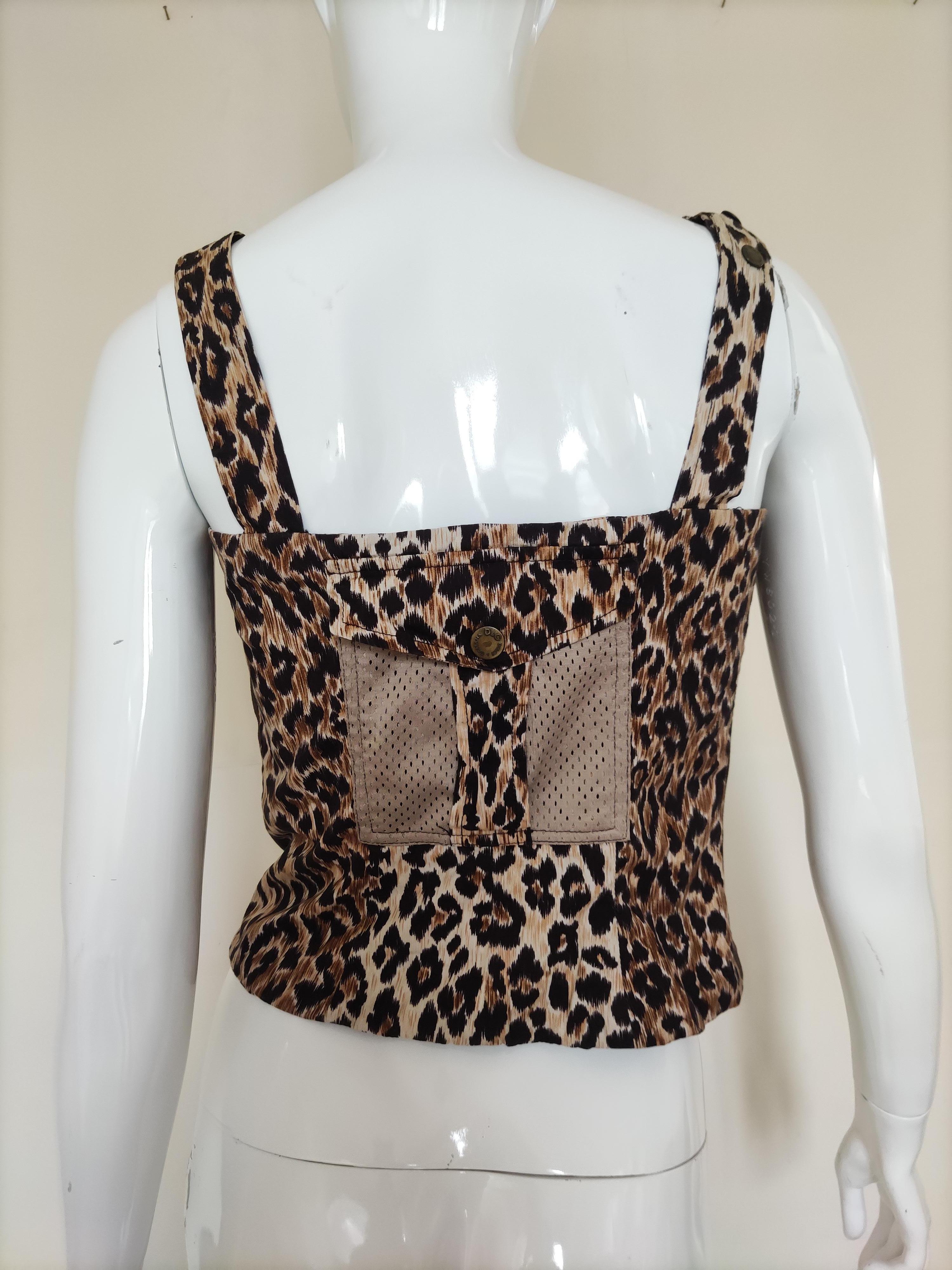 D&G Dolce and Gabbana Leopard Animal Tiger Bustier Vintage Cargo Top Corset For Sale 4
