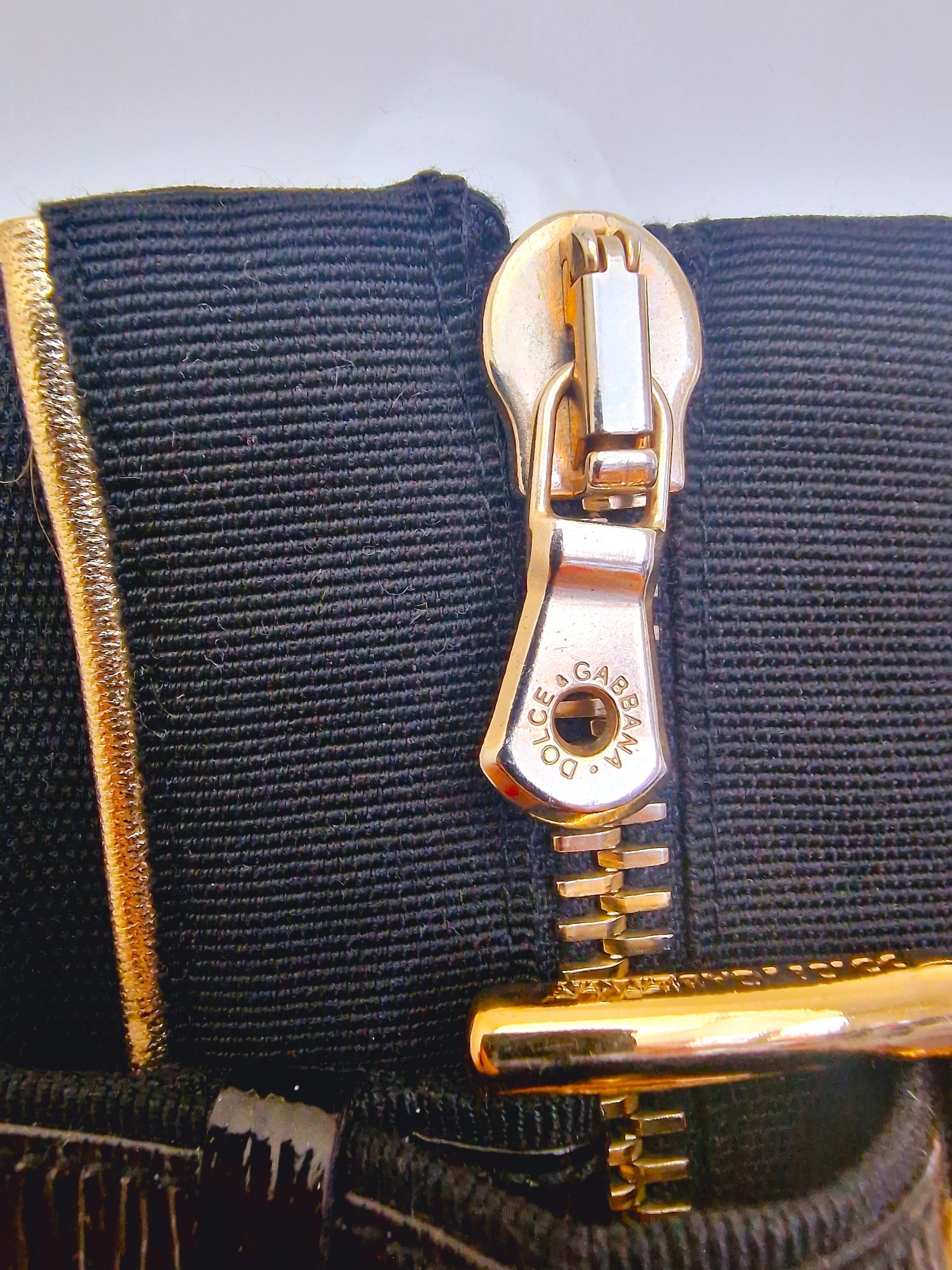 D&G Dolce and Gabbana Metal Leather Gold Bondage Black Bustier Top Corset Belt For Sale 1