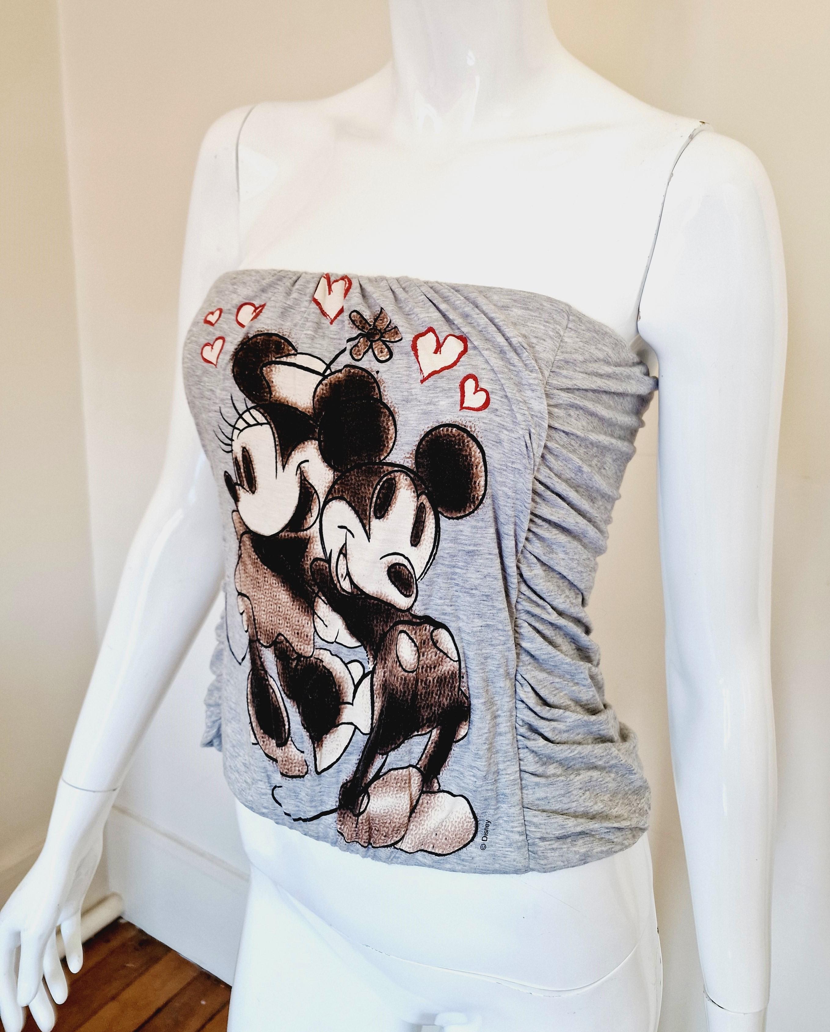 Gray D&G Dolce and Gabbana Minnie & Mickey Mouse Disney Bustier Top Boned Corset