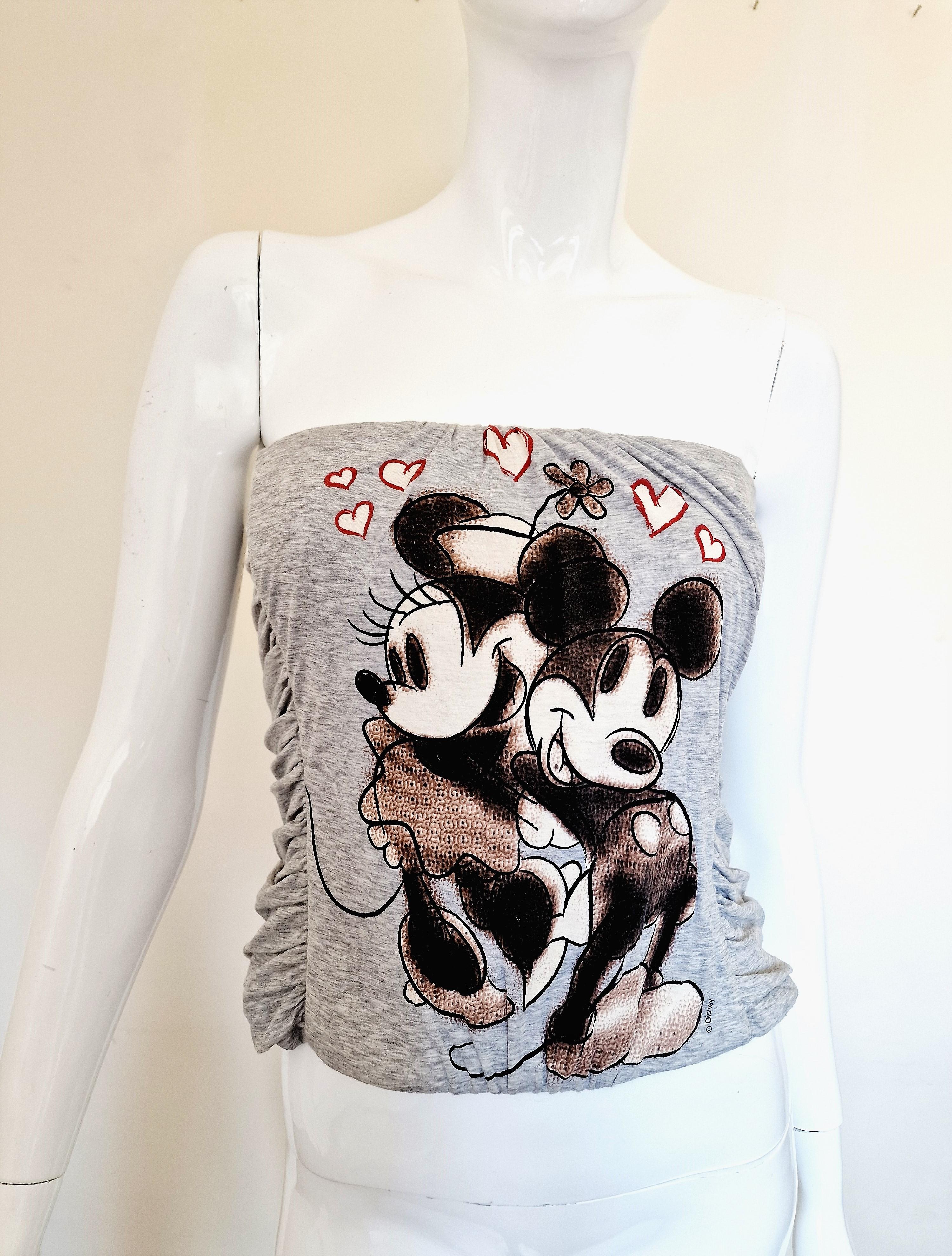 D&G Dolce and Gabbana Minnie & Mickey Mouse Disney Bustier Top Boned Corset In Excellent Condition In PARIS, FR
