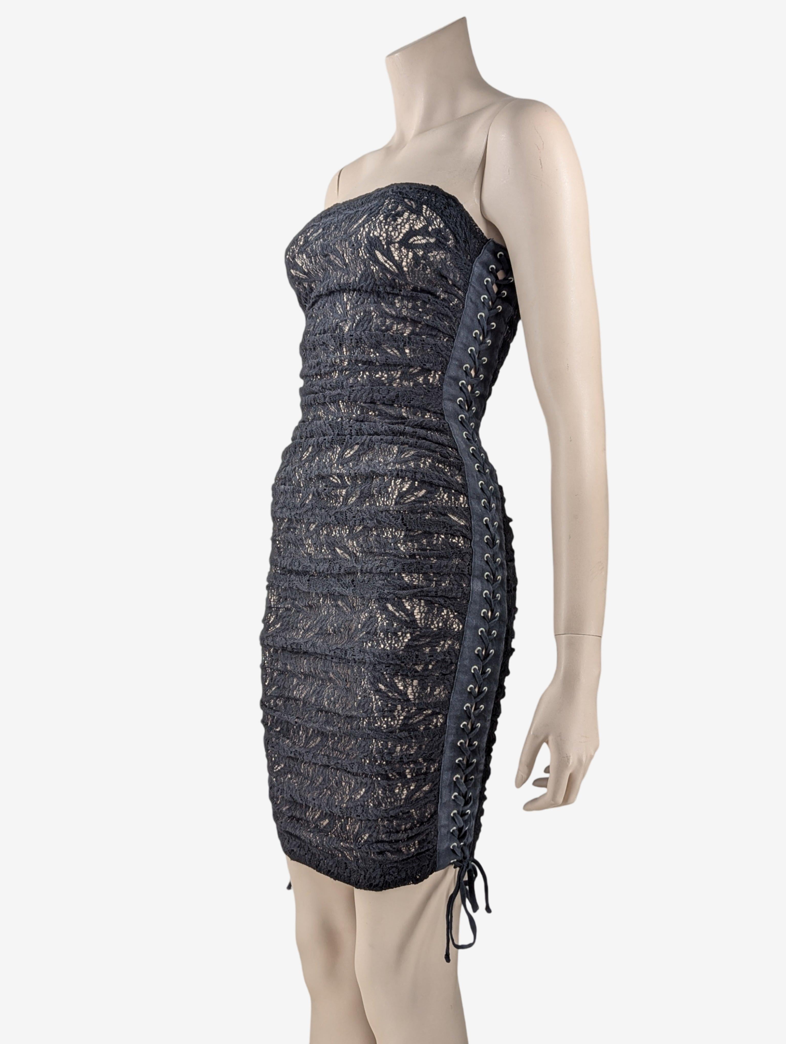Black D&G Dolce and Gabbana S/S 2007 Laces Bustier Sheer Dress For Sale