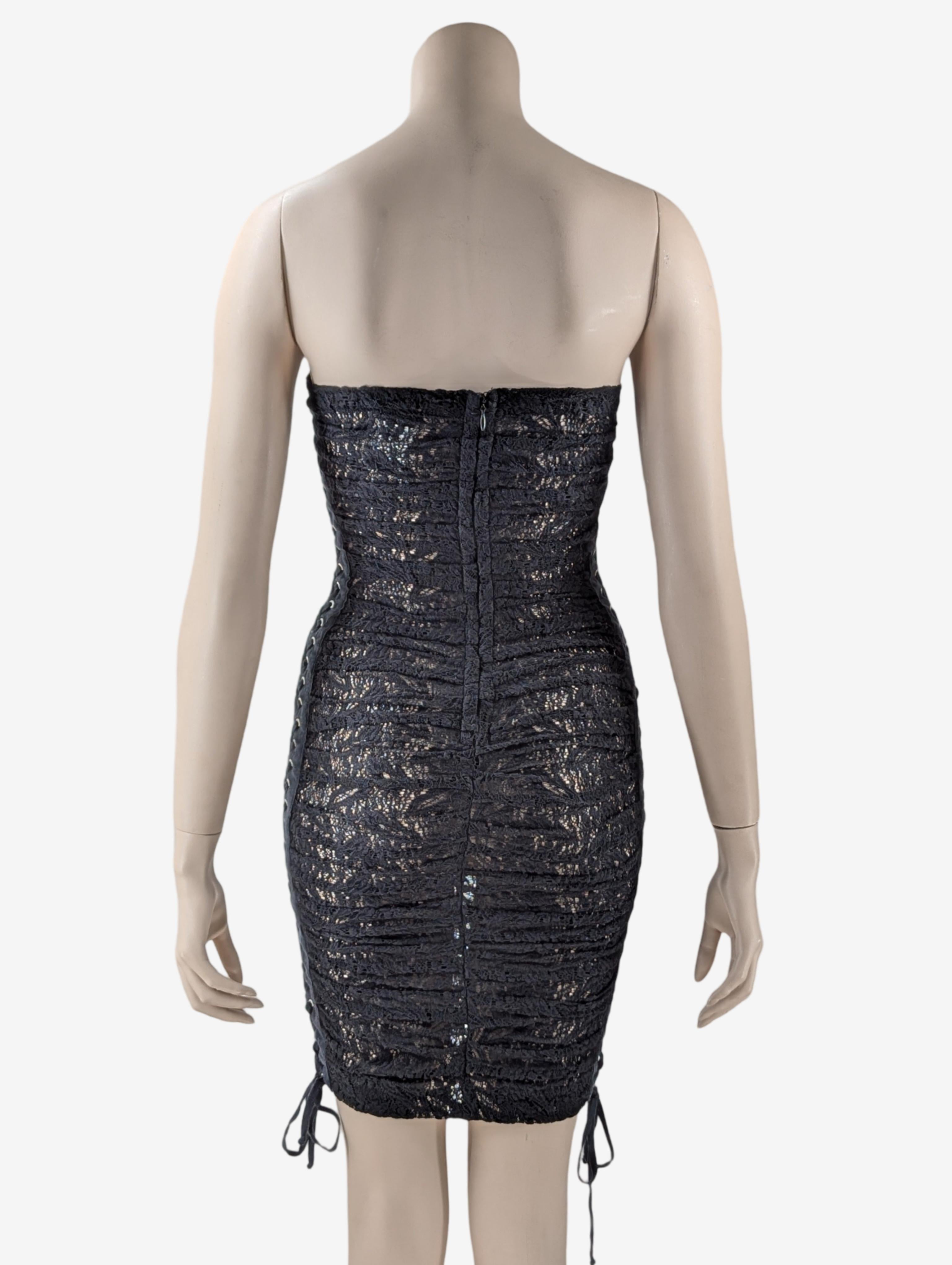 D&G Dolce and Gabbana S/S 2007 Laces Bustier Sheer Dress In Good Condition For Sale In GOUVIEUX, FR