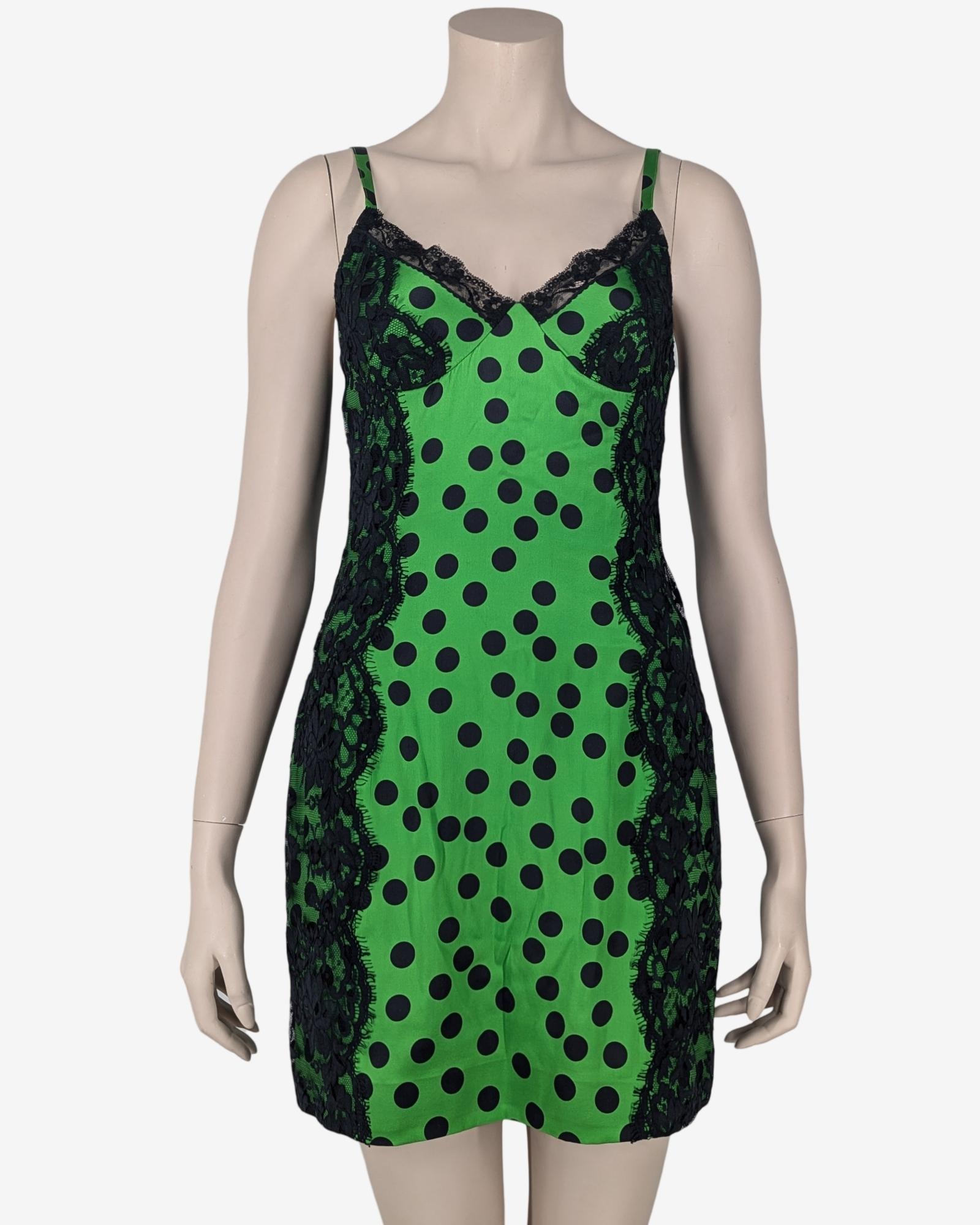 Black D&G Dolce and Gabbana silk dots mini dress For Sale